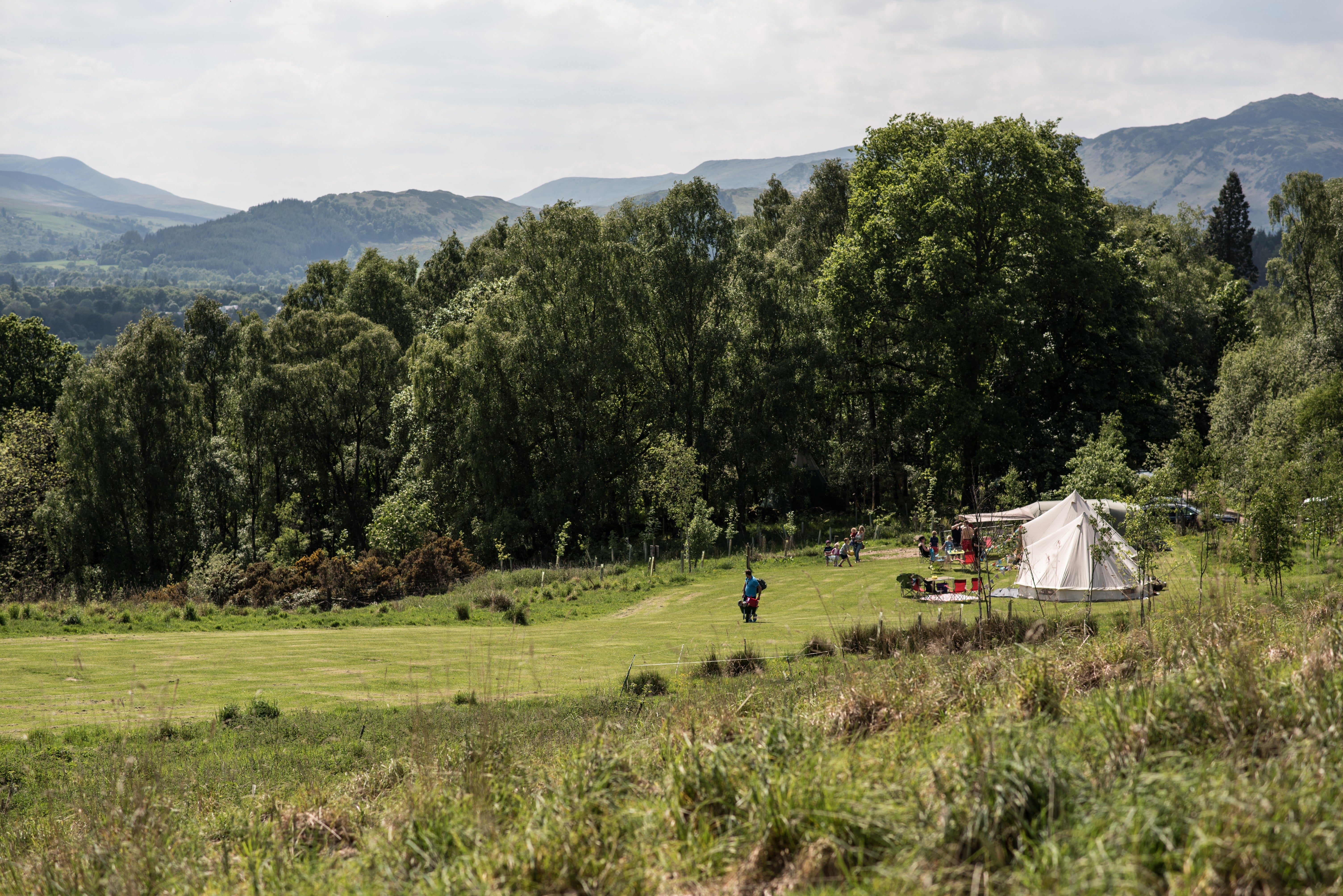 Comrie Croft campsite in Scotland has a bucolic setting