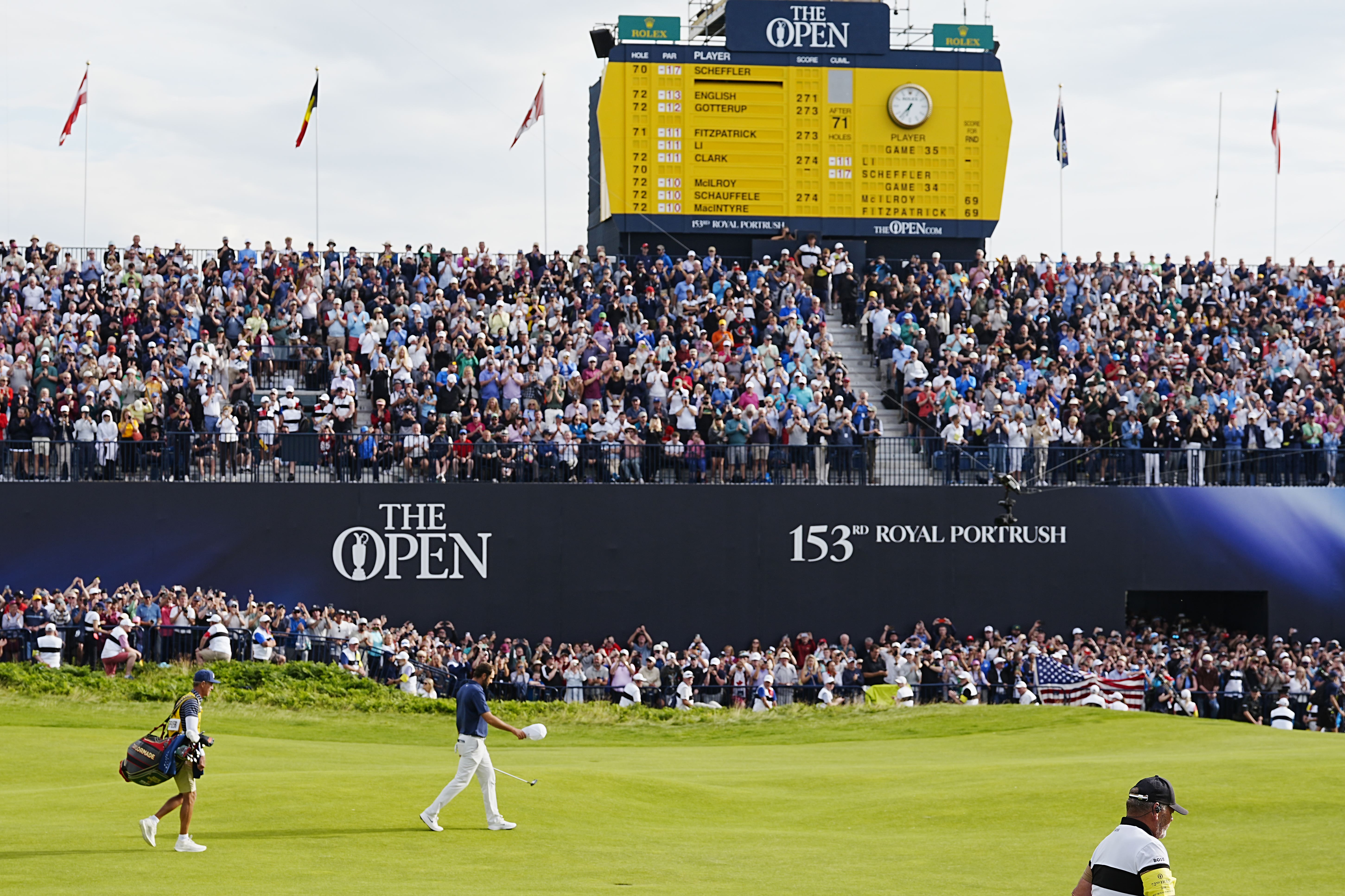 Scottie Scheffler walks onto the 18th green during day four of The 153rd Open Championship at Royal Portrush (Peter Byrne/PA)