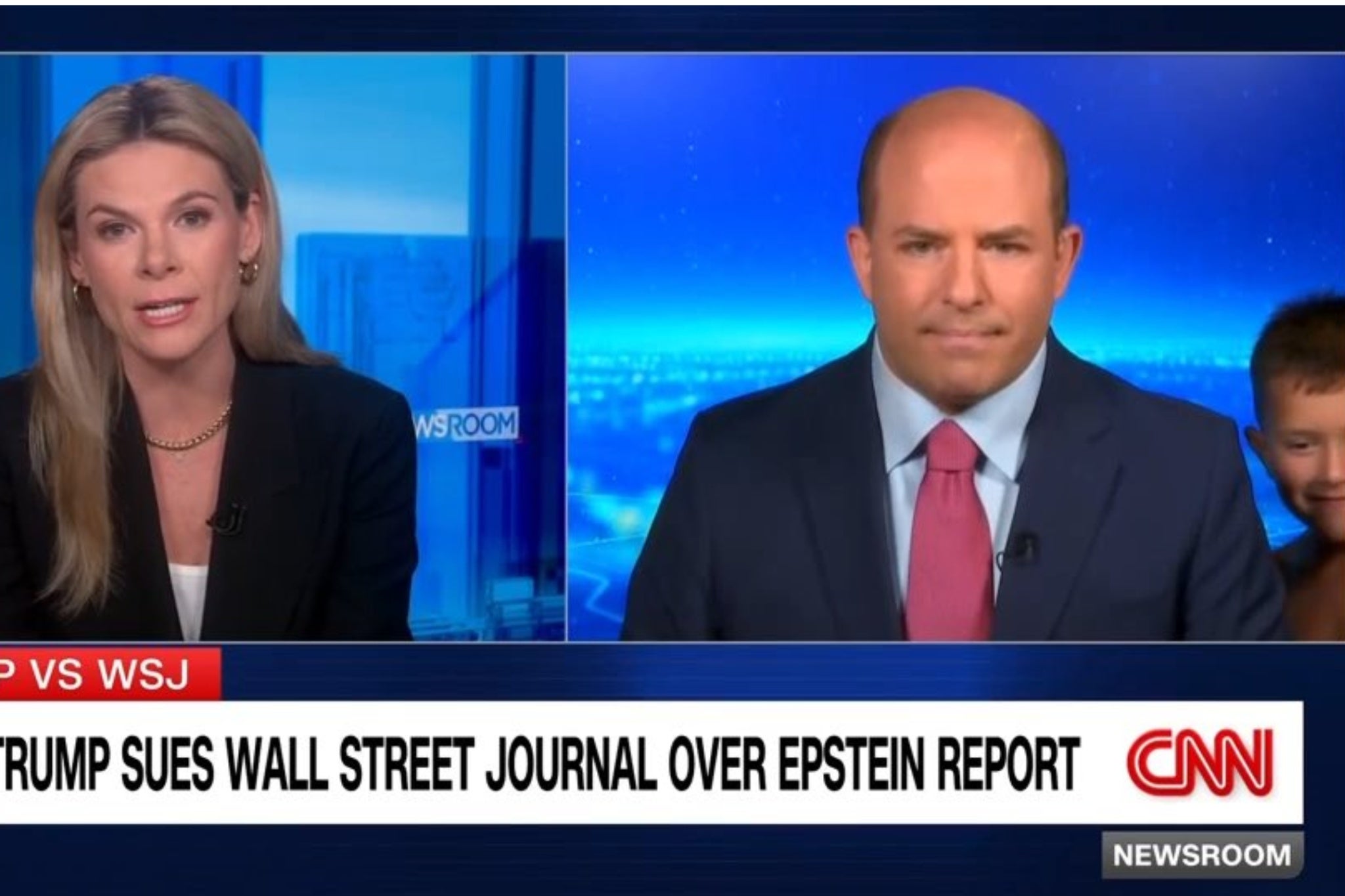 Brian Stelter’s five-year-old son appeared in his live CNN broadcast Sunday