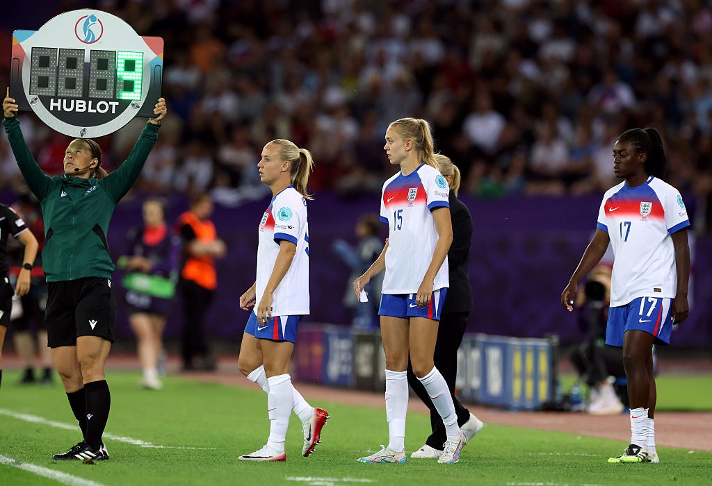 Agyemang was part of Wiegman’s triple-change in the 70th minute when England trailed Sweden 2-0