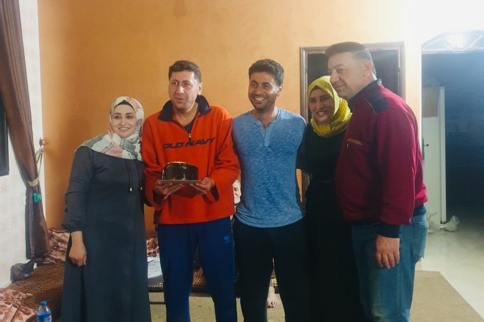 Ahmed (centre) with his siblings Nour, Mahmoud, Nidaa and Raed, whose daughter Juri was killed by an Israeli strike a couple of months ago at the age of six