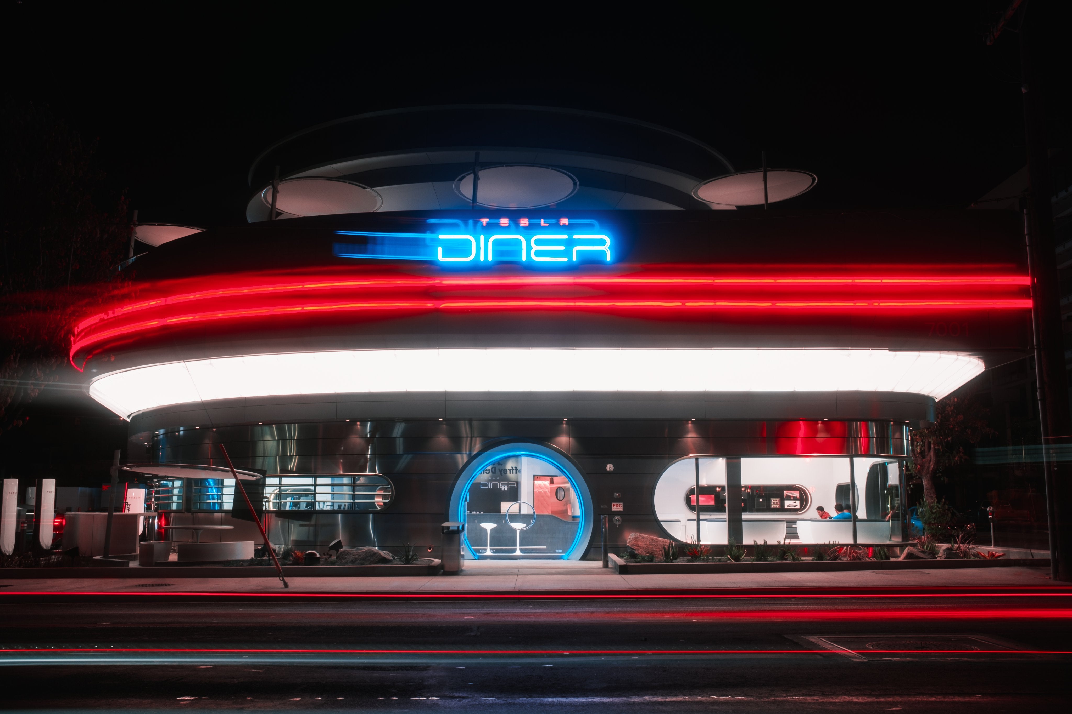The Tesla Diner opened in Hollywood on Monday