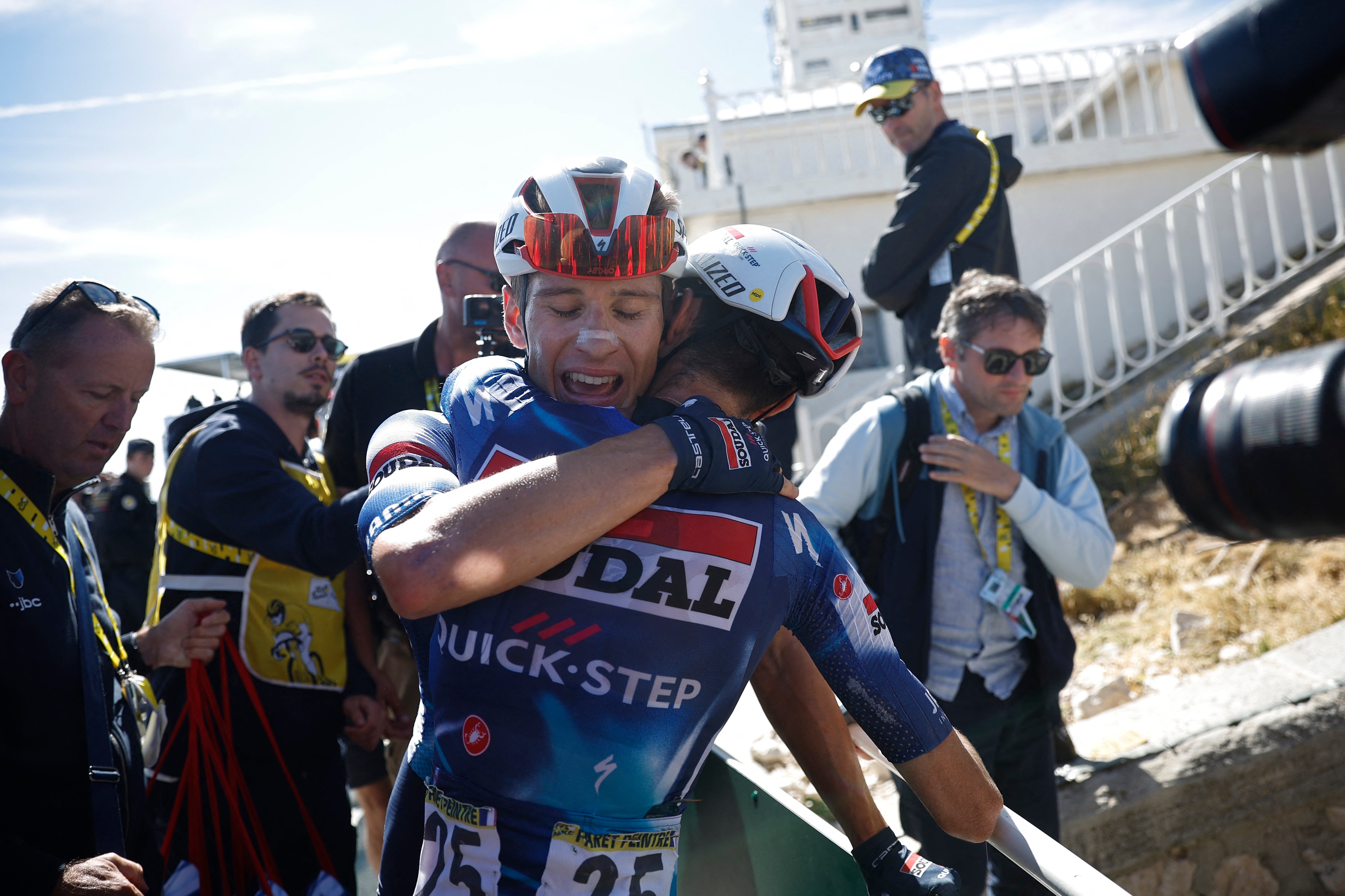 There were emotional scenes at the finish line for Soudal Quick-Step