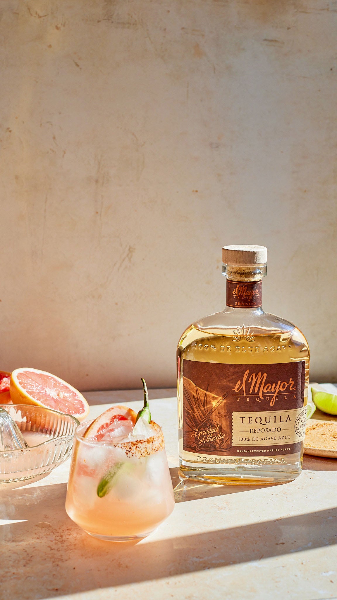 A fiery, grapefruit-forward refresher with a kick of jalapeño and a tajín rim for extra zing