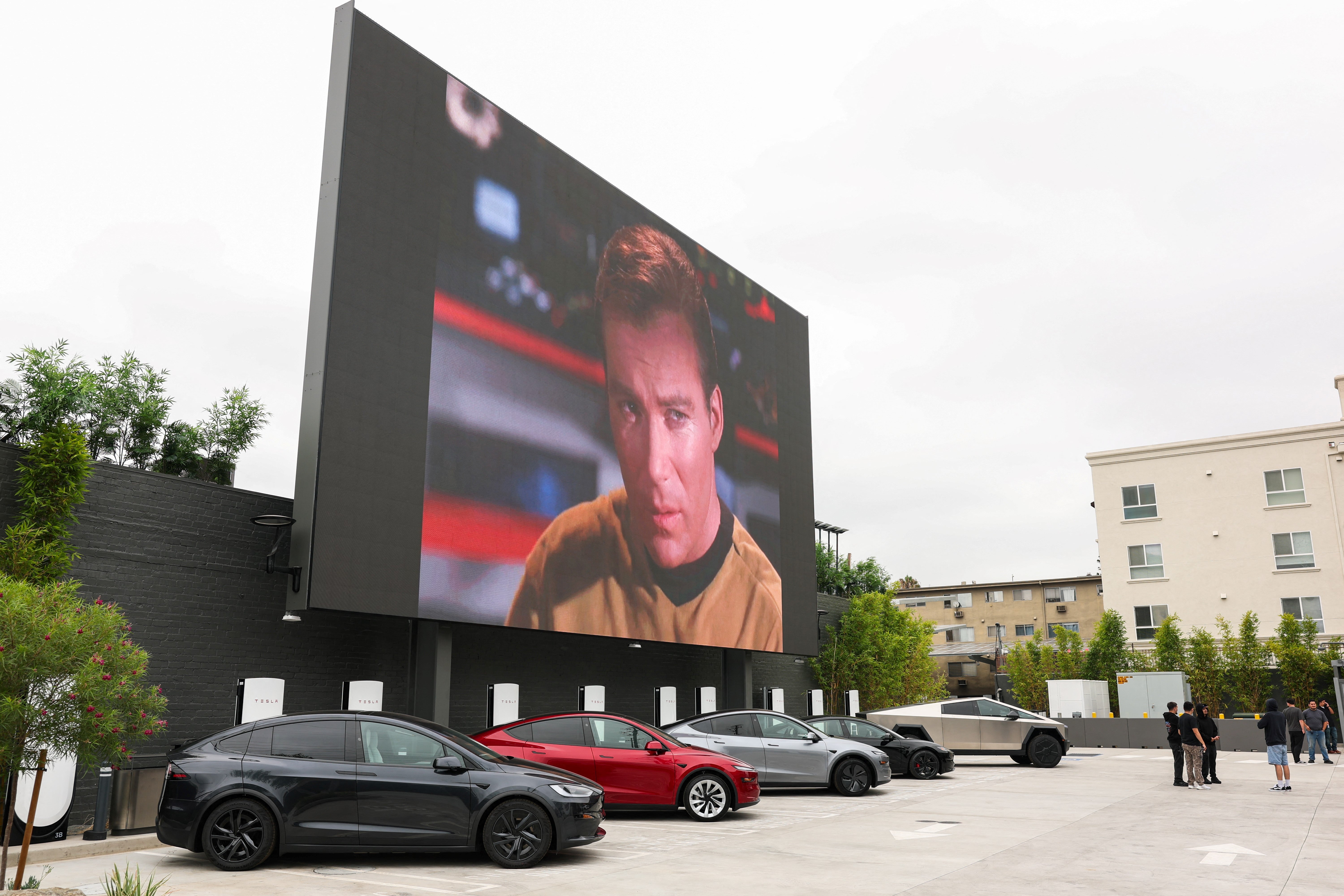 Star Trek plays on one of the giant movie screens