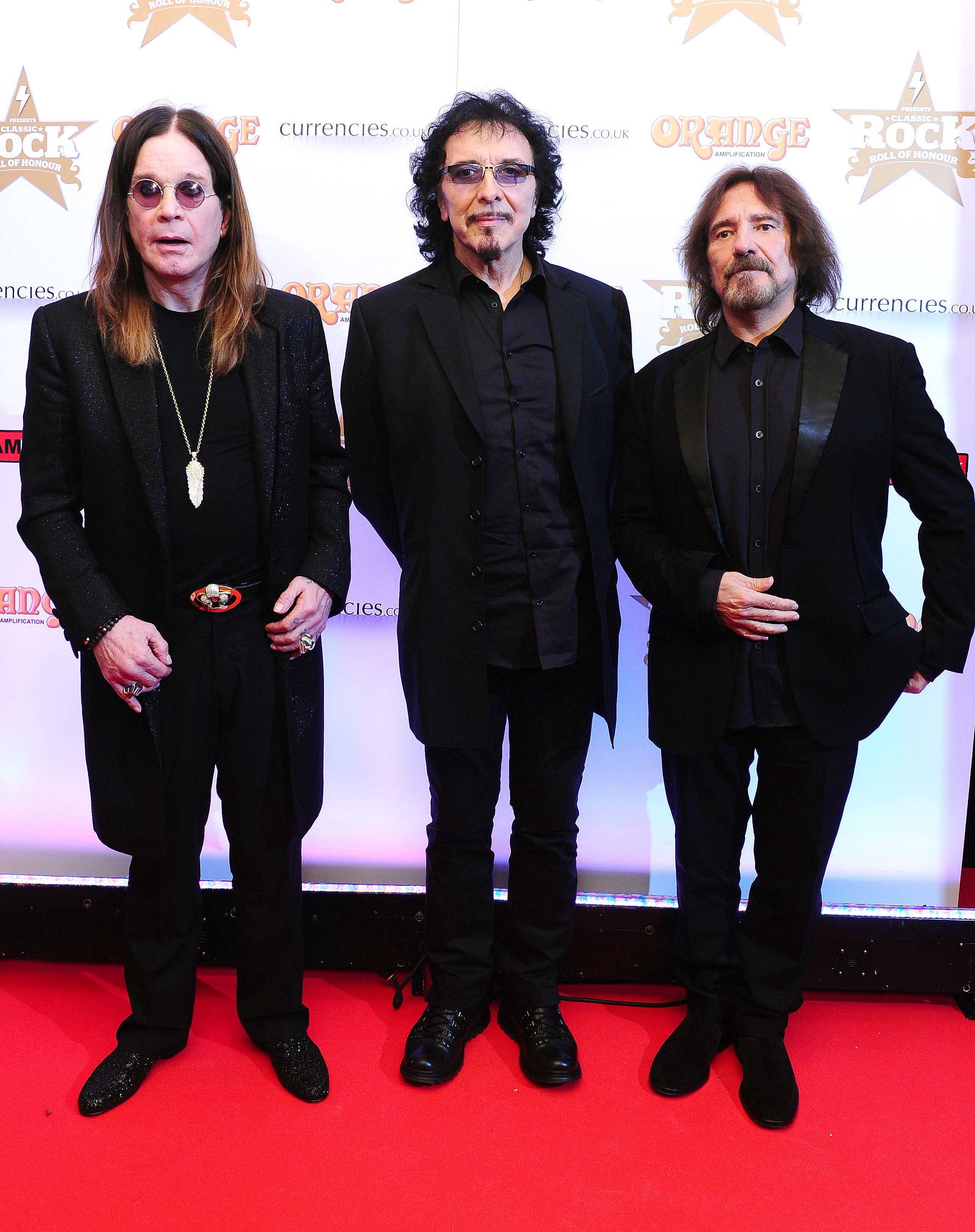 Ozzy Osbourne, Tommy Iommi and Geezer Butler of Black Sabbath attending The Classic Rock Roll of Honour at The Roundhouse, Camden, London (Ian West/PA)