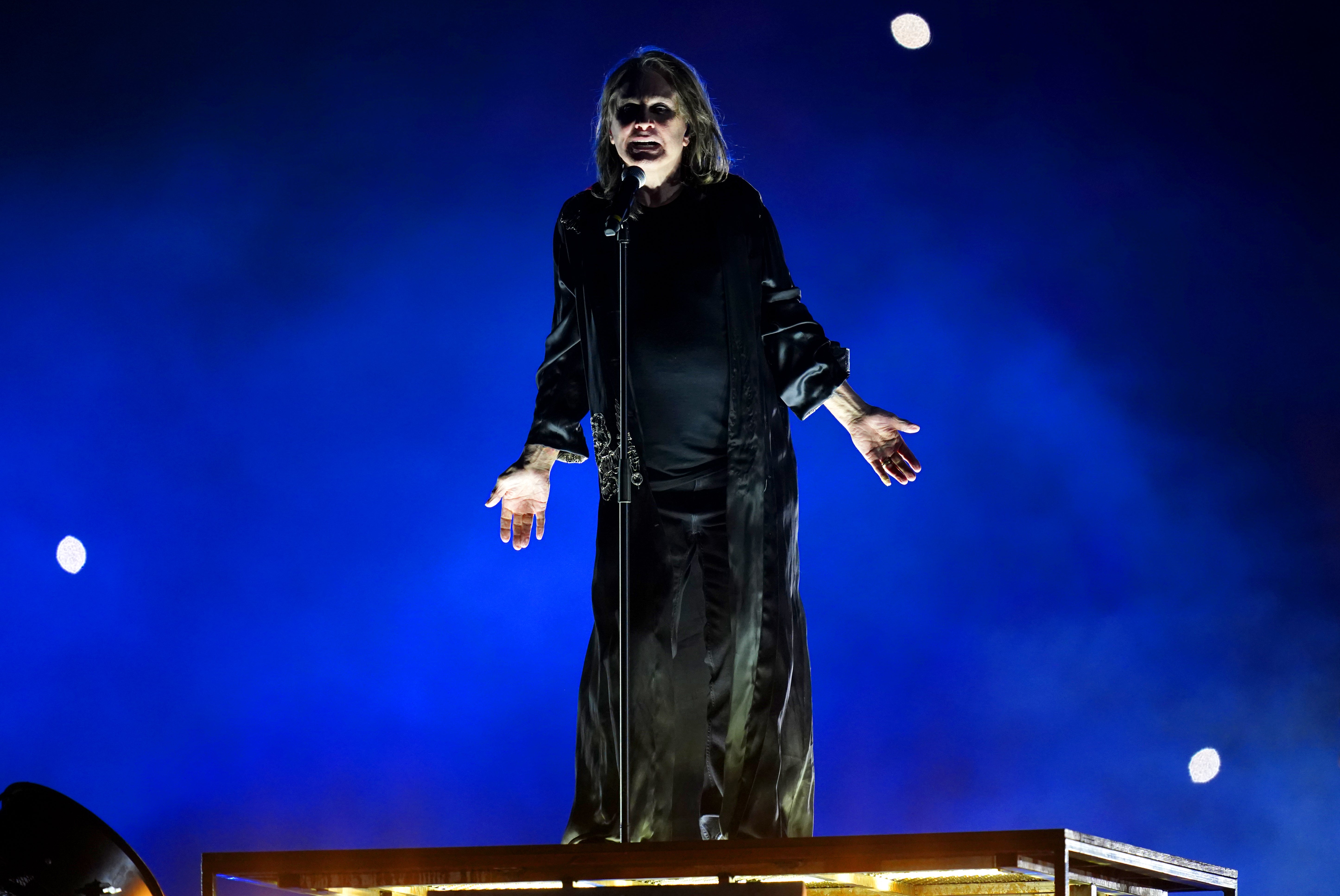 Ozzy Osbourne performs on stage during the closing ceremony for the 2022 Commonwealth Games at the Alexander Stadium in Birmingham (David Davies/PA)