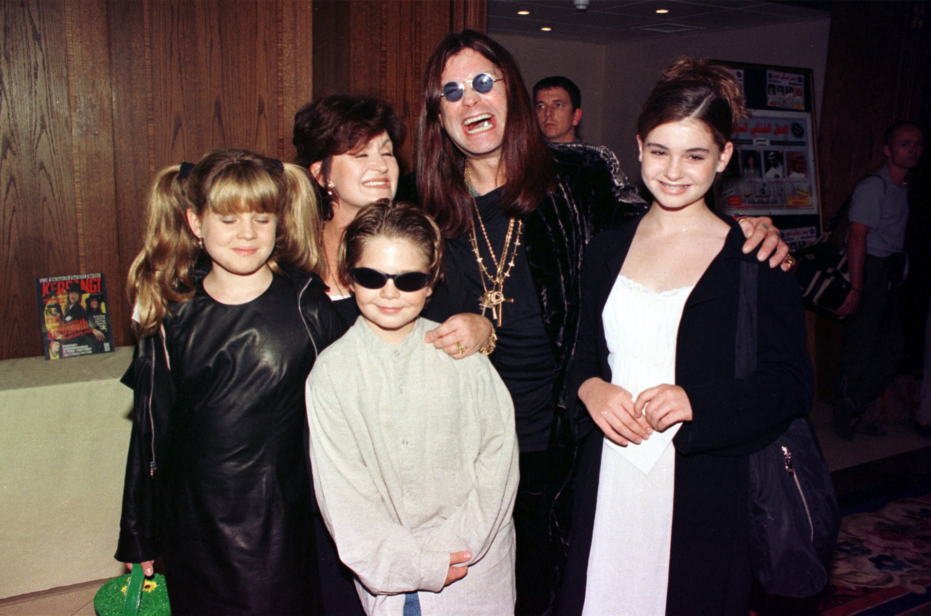 Ozzy Osbourne, wife Sharon and children Kelly, Jack and Aimee at the Kerrang Awards 1997 in London (Neil Munns/PA)