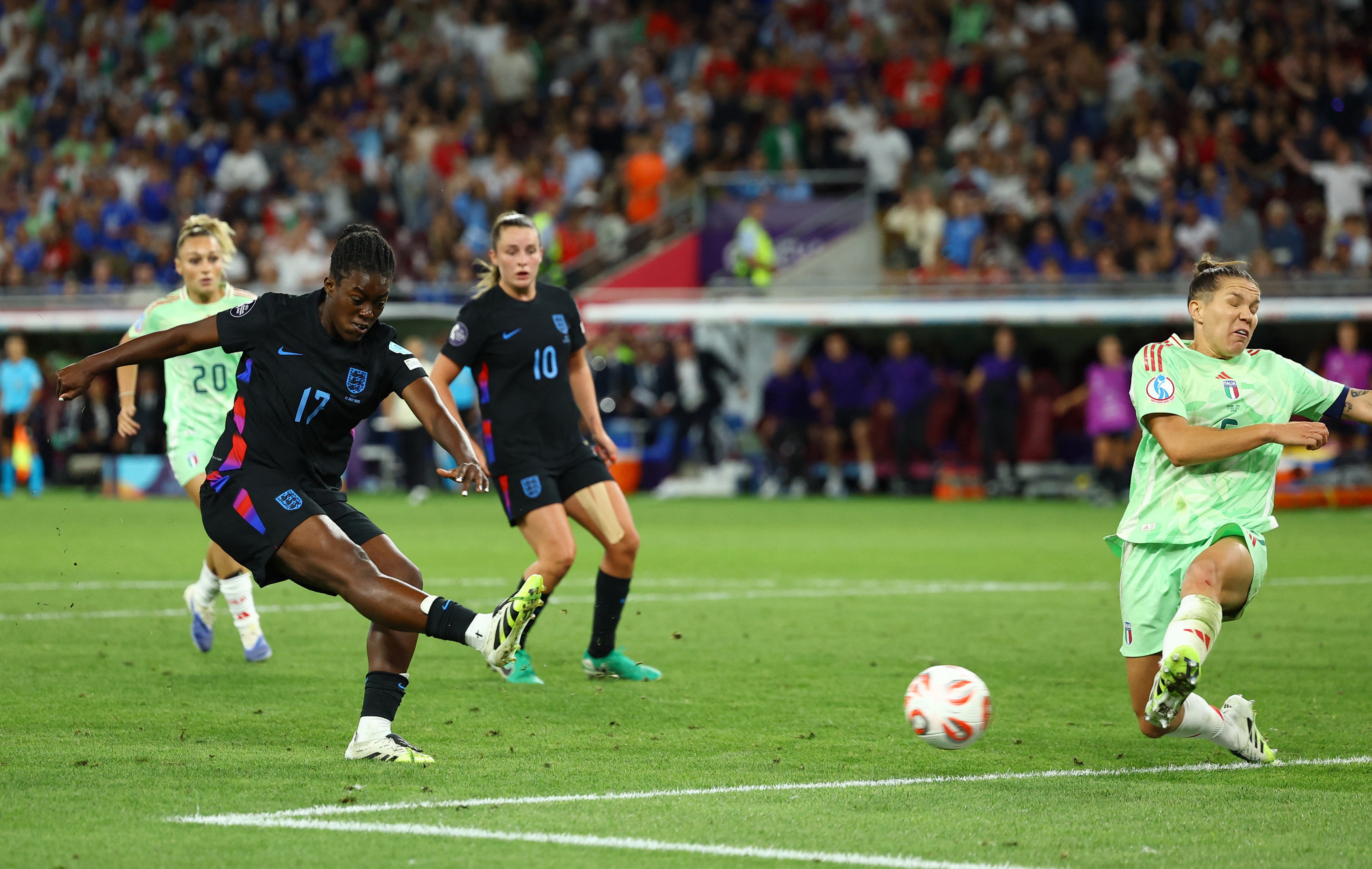 Michelle Agyemang came off the bench to score England’s equaliser