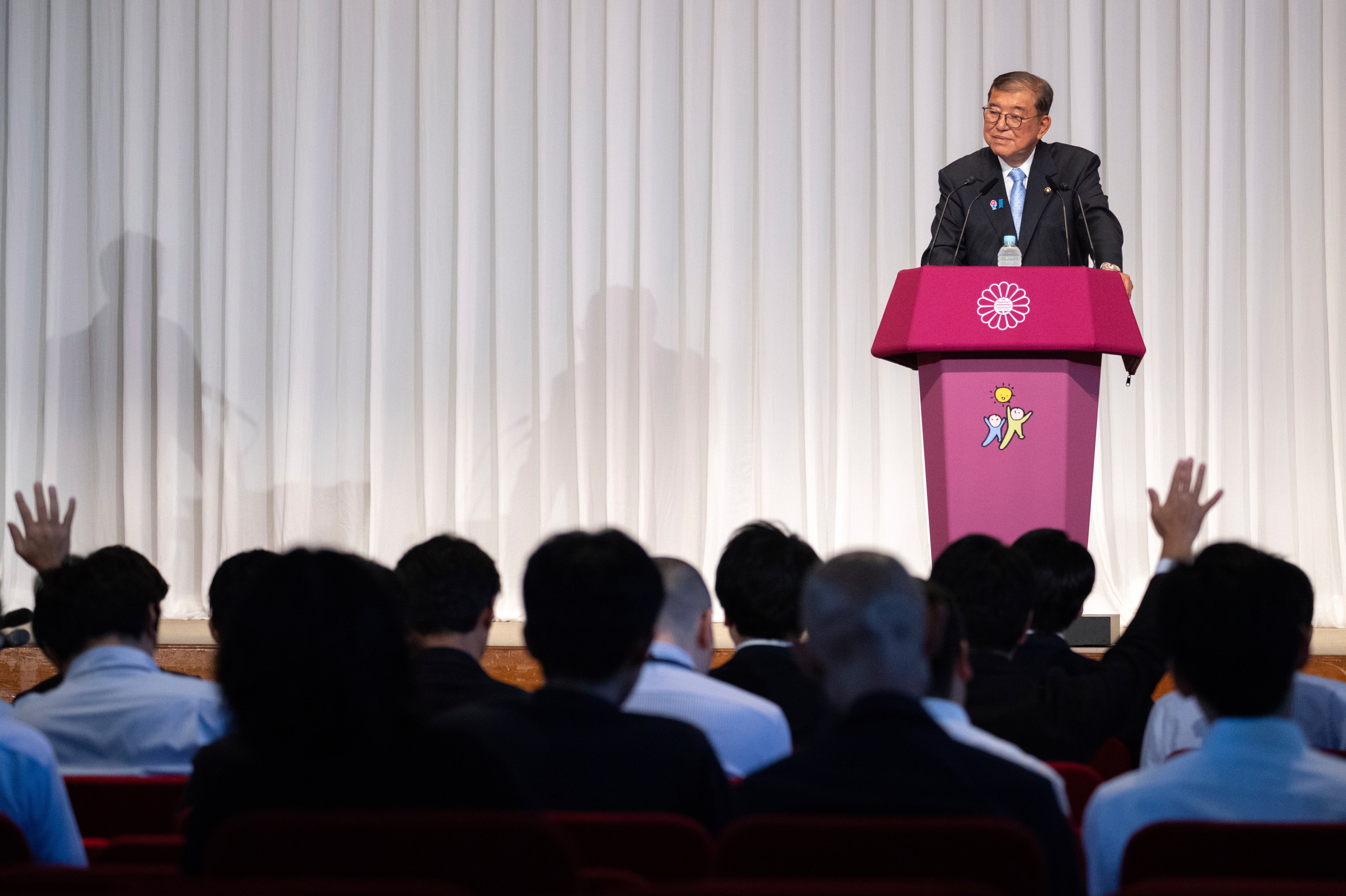 Japan’s prime minister Shigeru Ishiba attends a press conference at the headquarters of the LDP in Tokyo on 21 July 2025
