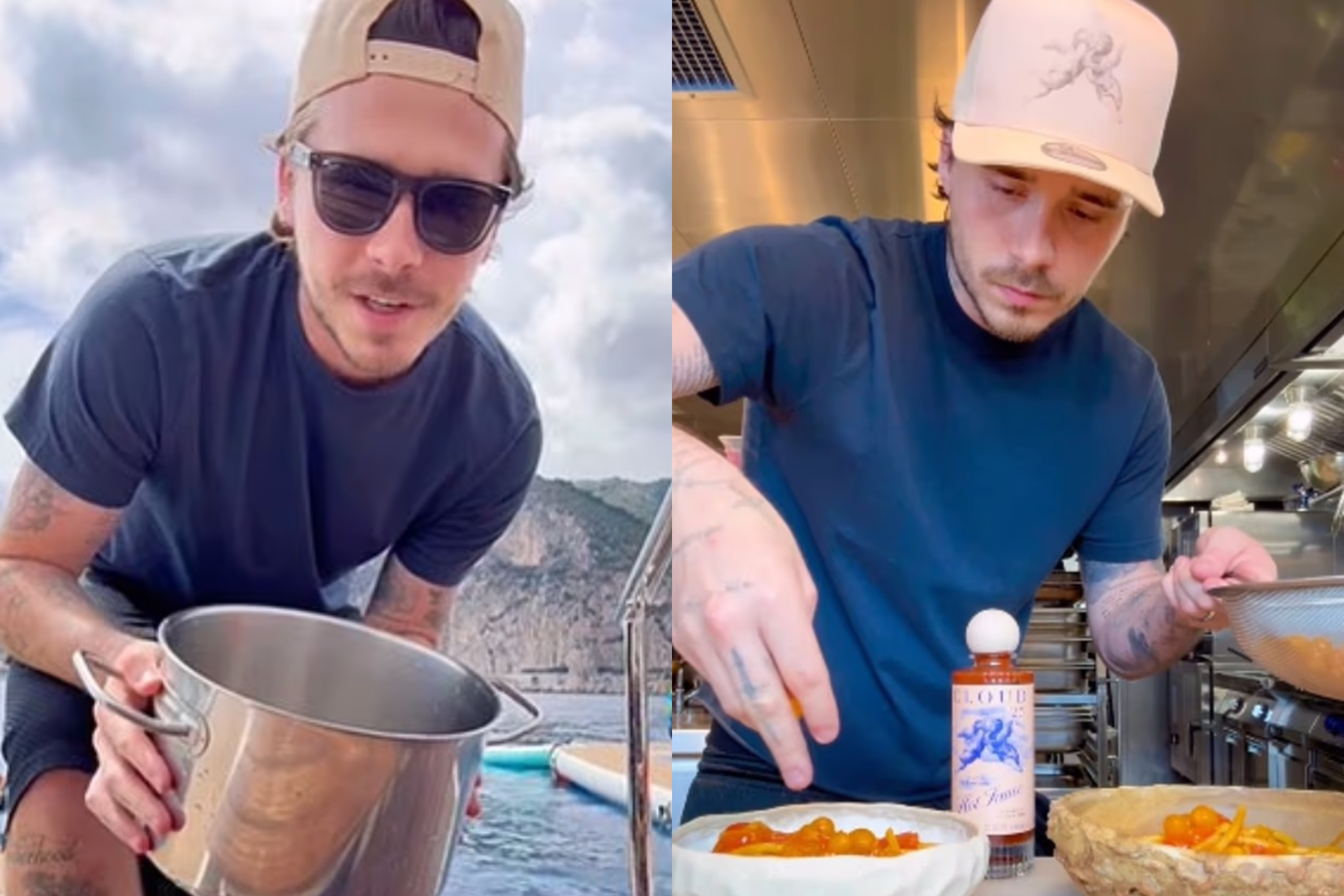 Brooklyn Beckham cooks a tomato pasta dish using sea water