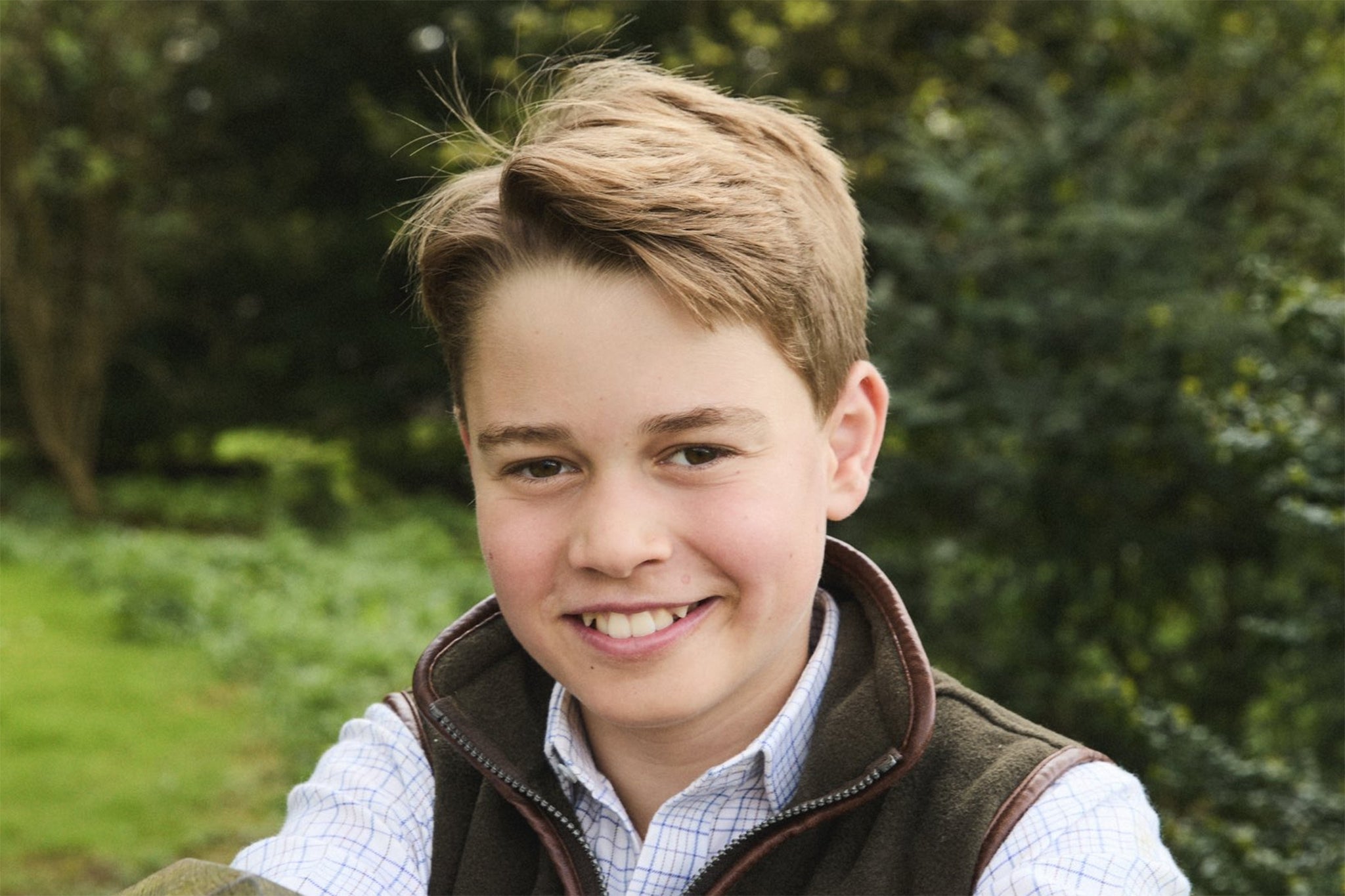 <p>The future king – one year away from being a teenager – is pictured outdoors in Norfolk</p>