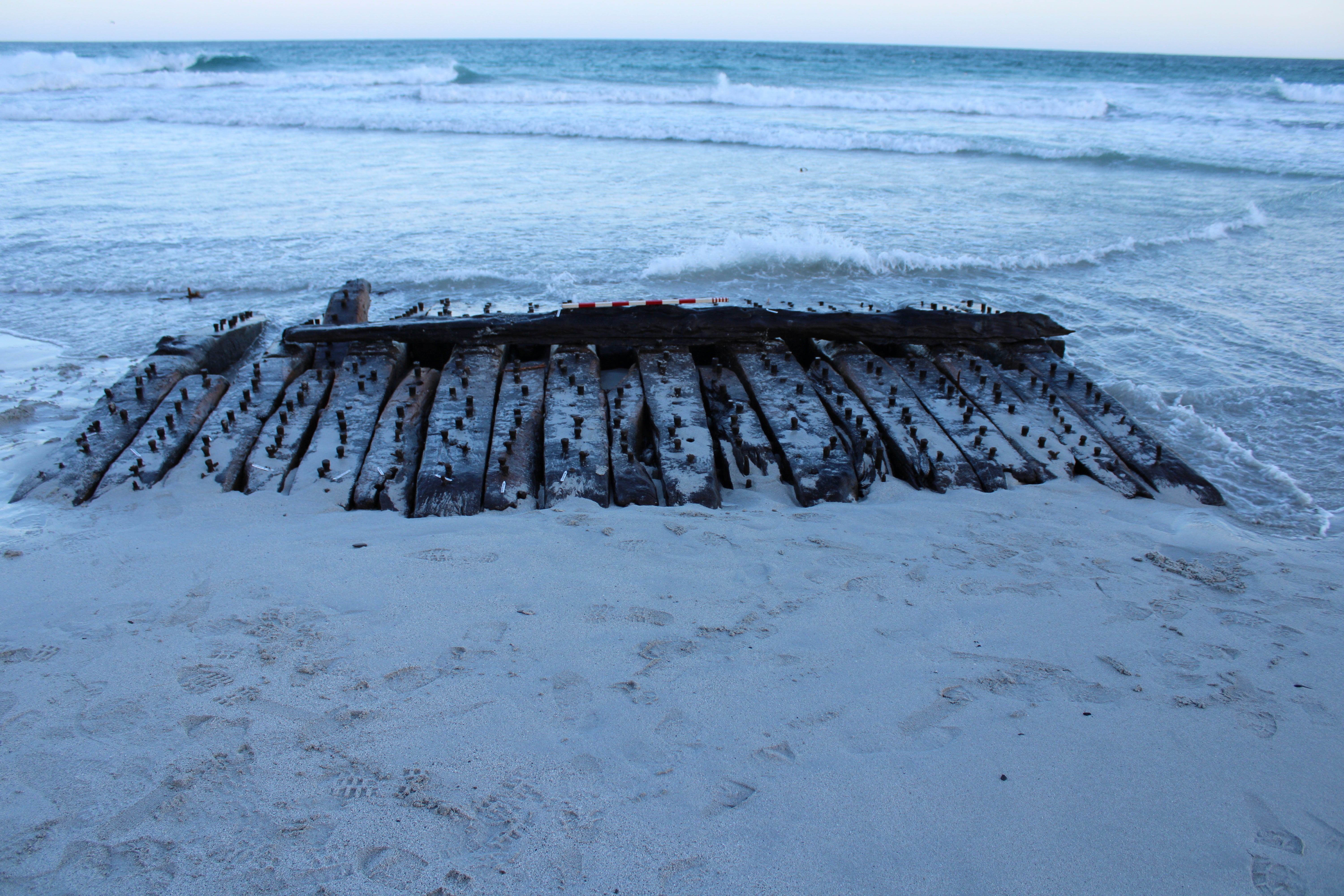 The Sanday Wreck is seen on the shores of Sanday on Orkney, in 2024