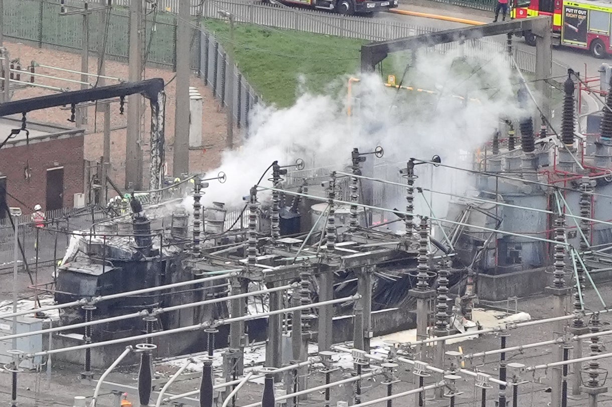A fire broke out at the North Hyde electrical substation in west London (Jonathan Brady/PA)