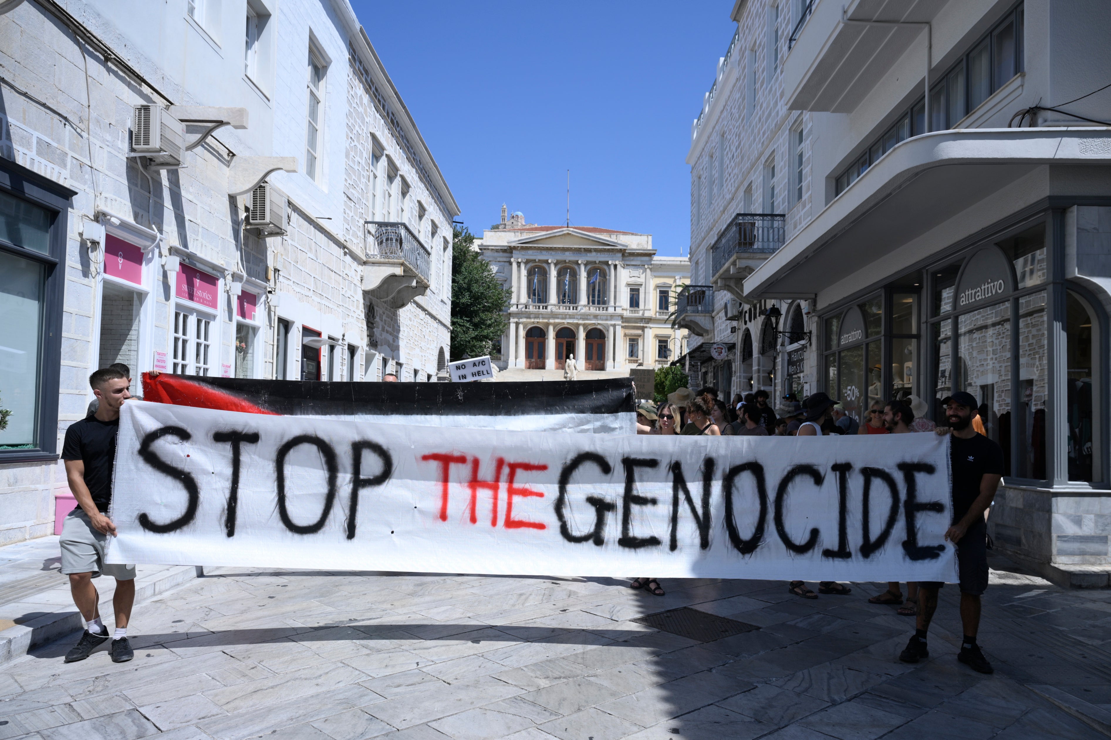 Protesters on the island of Syros