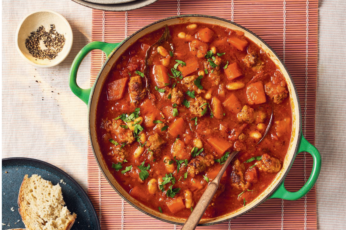 Hearty, smoky and packed with veg, this sausage and bean casserole is the ultimate winter warmer – and it freezes beautifully too