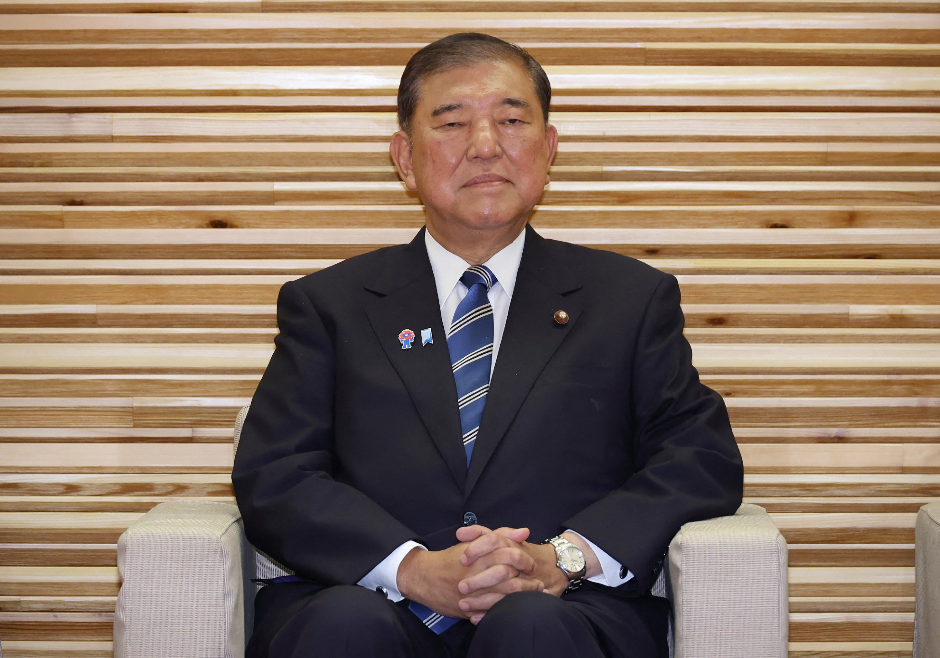 Japan's prime minister Shigeru Ishiba attends a cabinet meeting at the prime minister's office in Tokyo on 22 July 2025