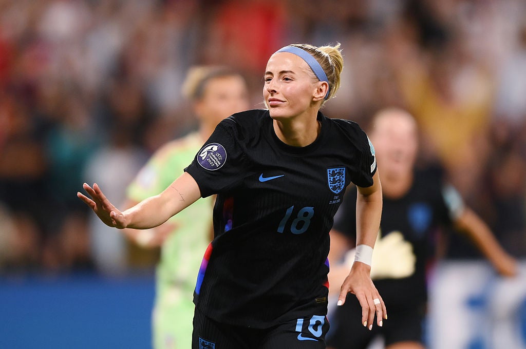 Chloe Kelly celebrates as she sends England into the Euro 2025 final