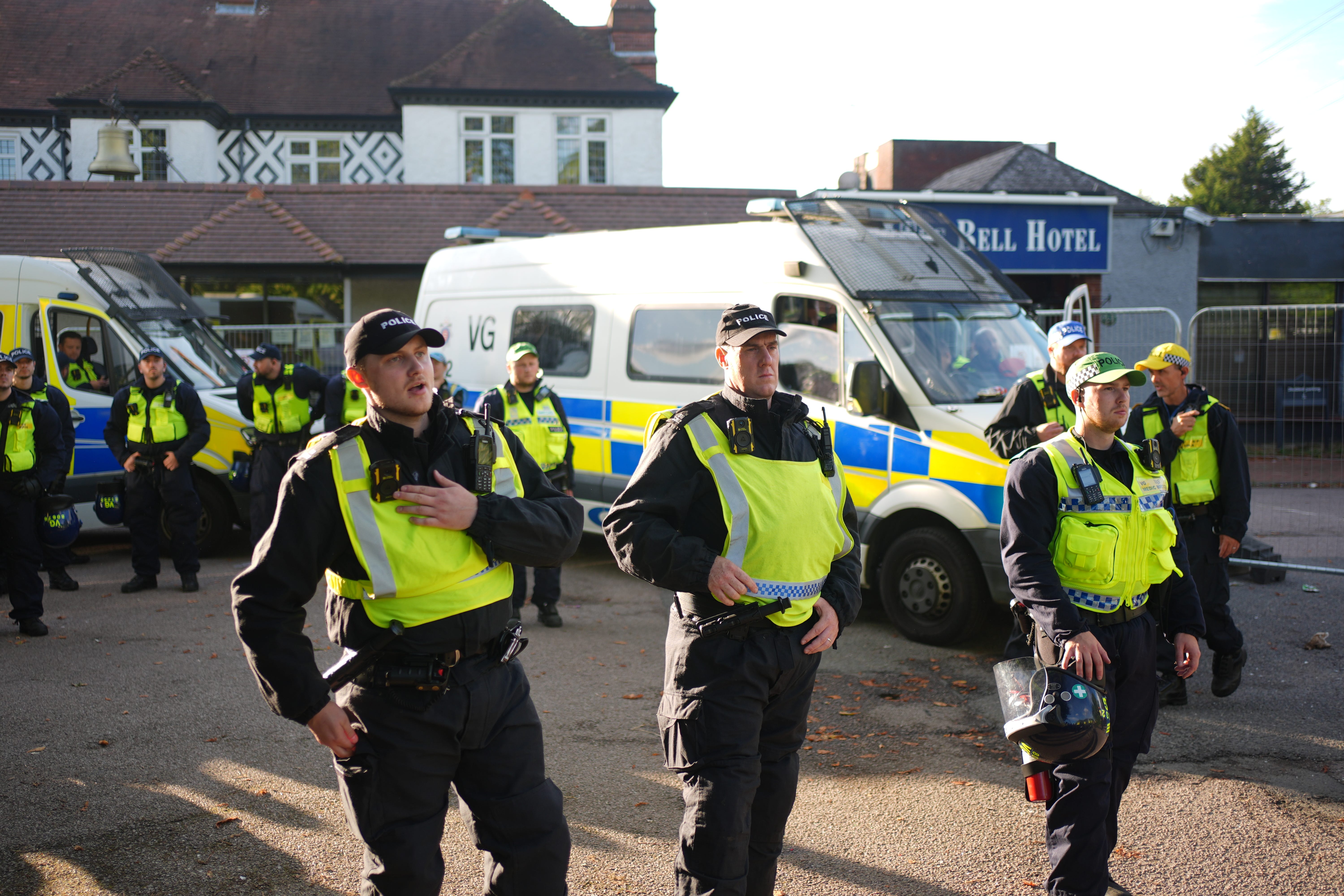 Police outside the Bell Hotel in Epping, Essex (Yui Mok/PA)