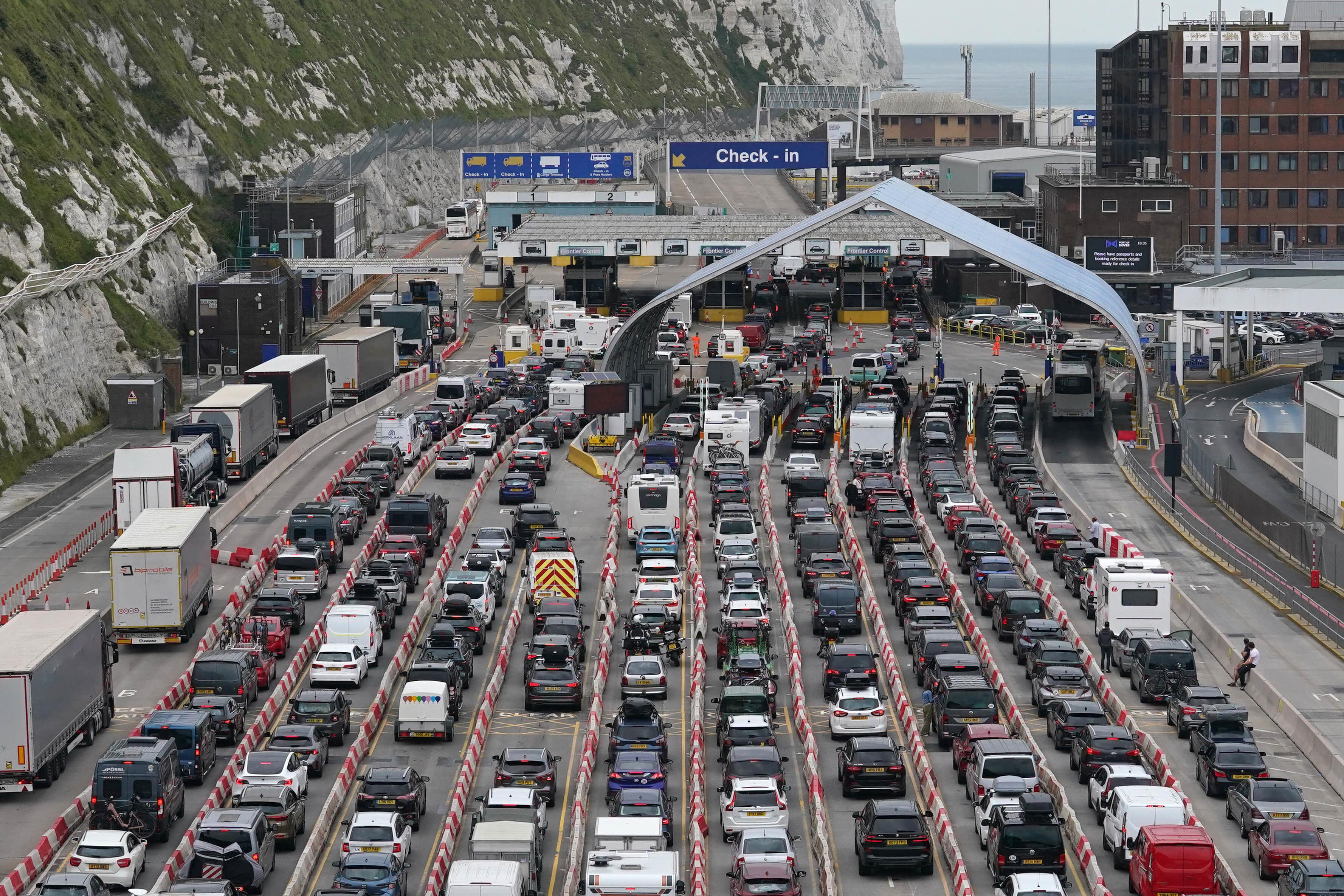 Delays of up to an hour were reported as holidaymakers joined traffic at the Port of Dover (Gareth Fuller/PA)