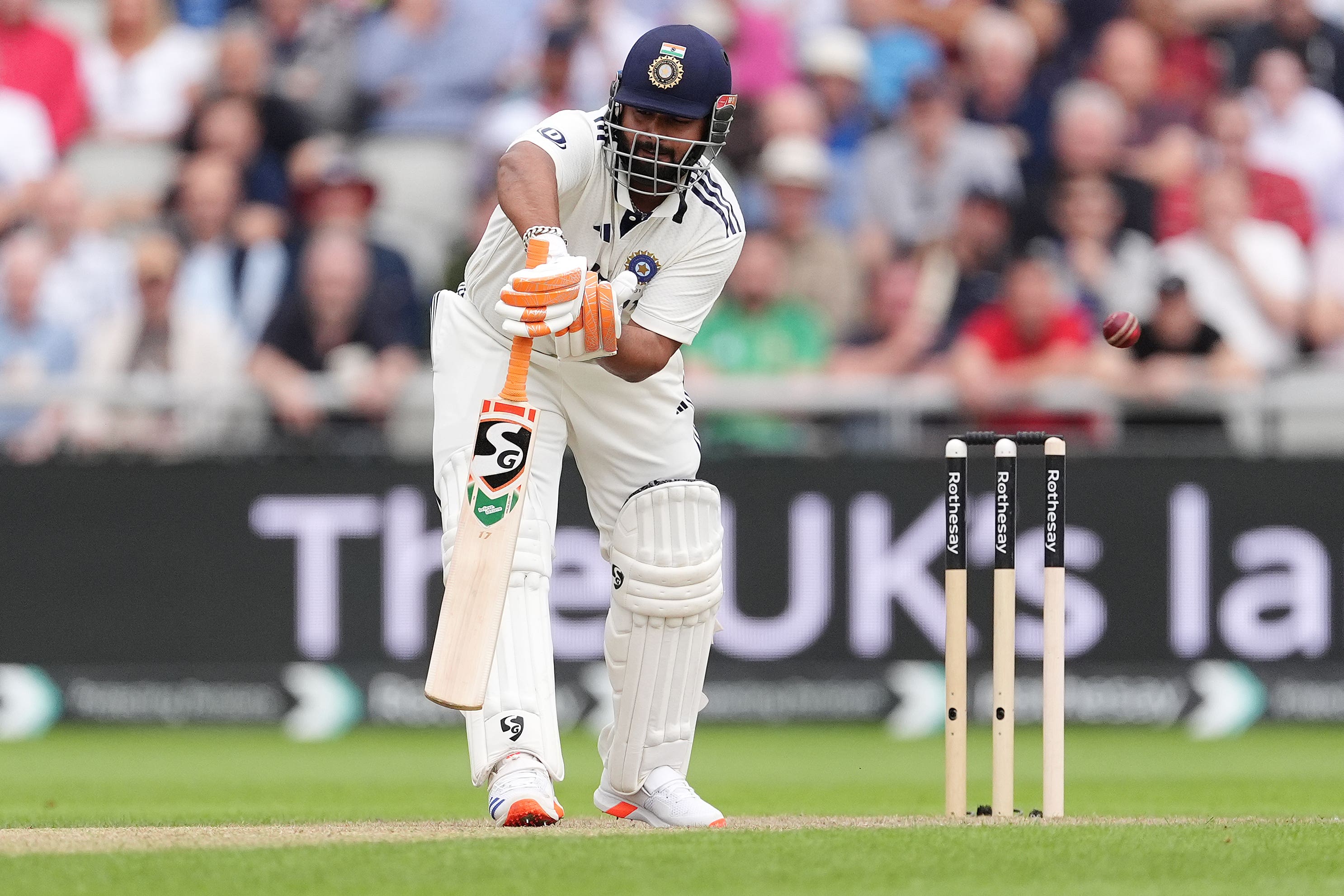 Rishabh Pant resumed his innings in clear discomfort (Martin Rickett/PA)