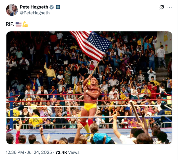Pete Hegseth mourns Hulk Hogan on X