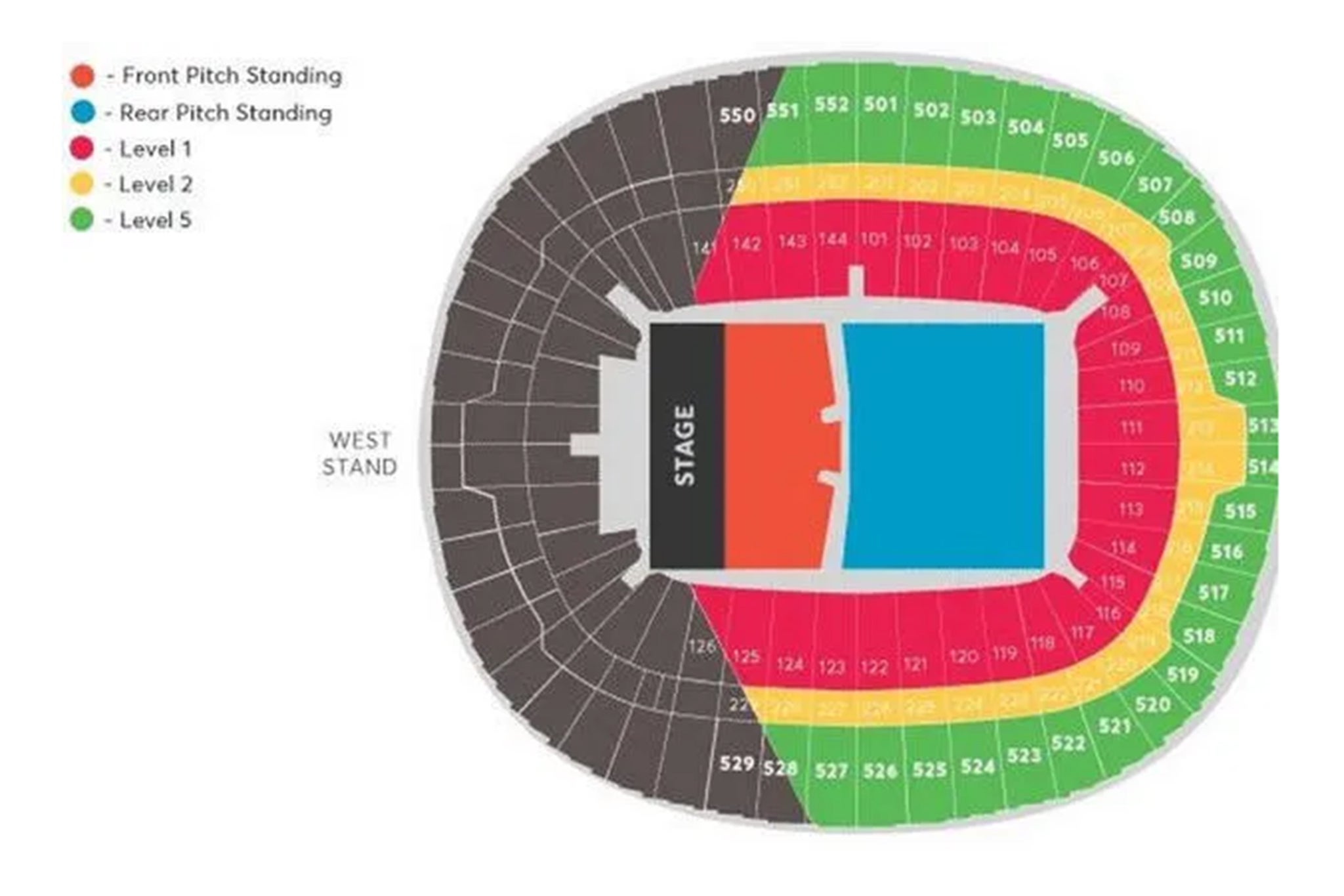 Oasis Wembley Stadium seating plan