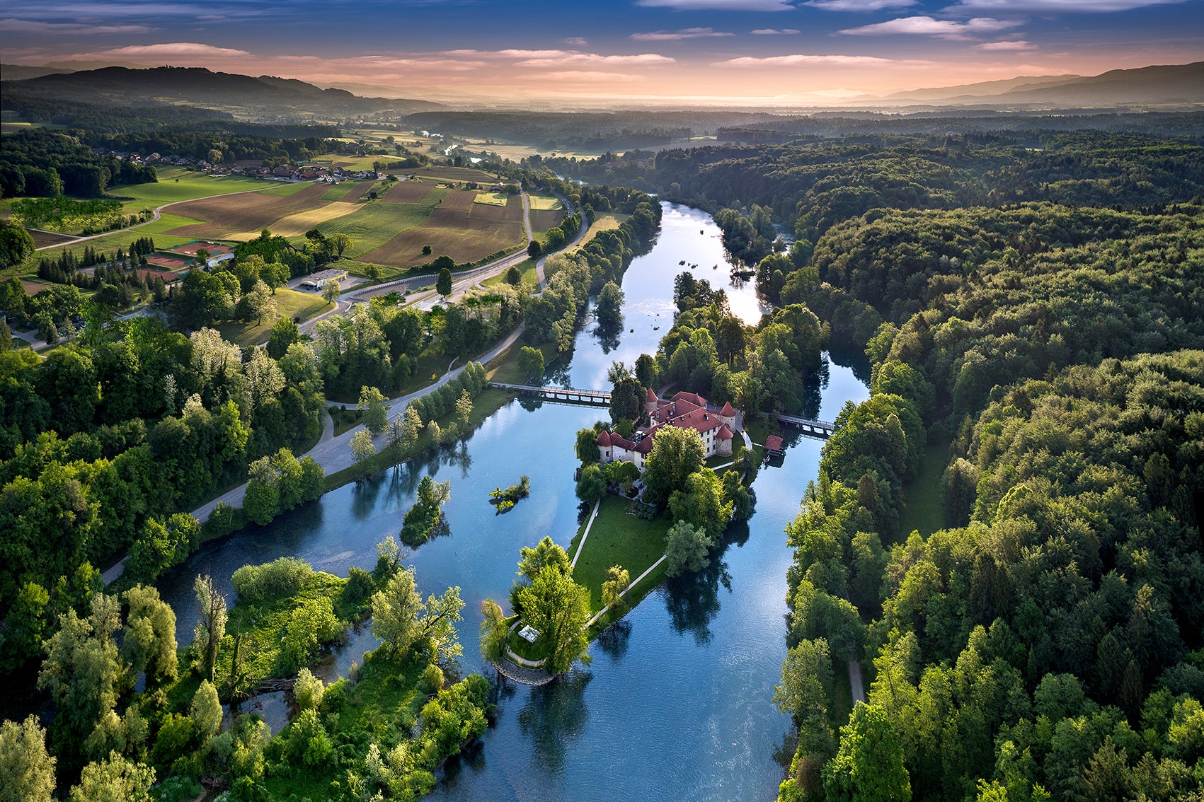 Chateau Otocec is situated on an island in Slovenia's Krka River
