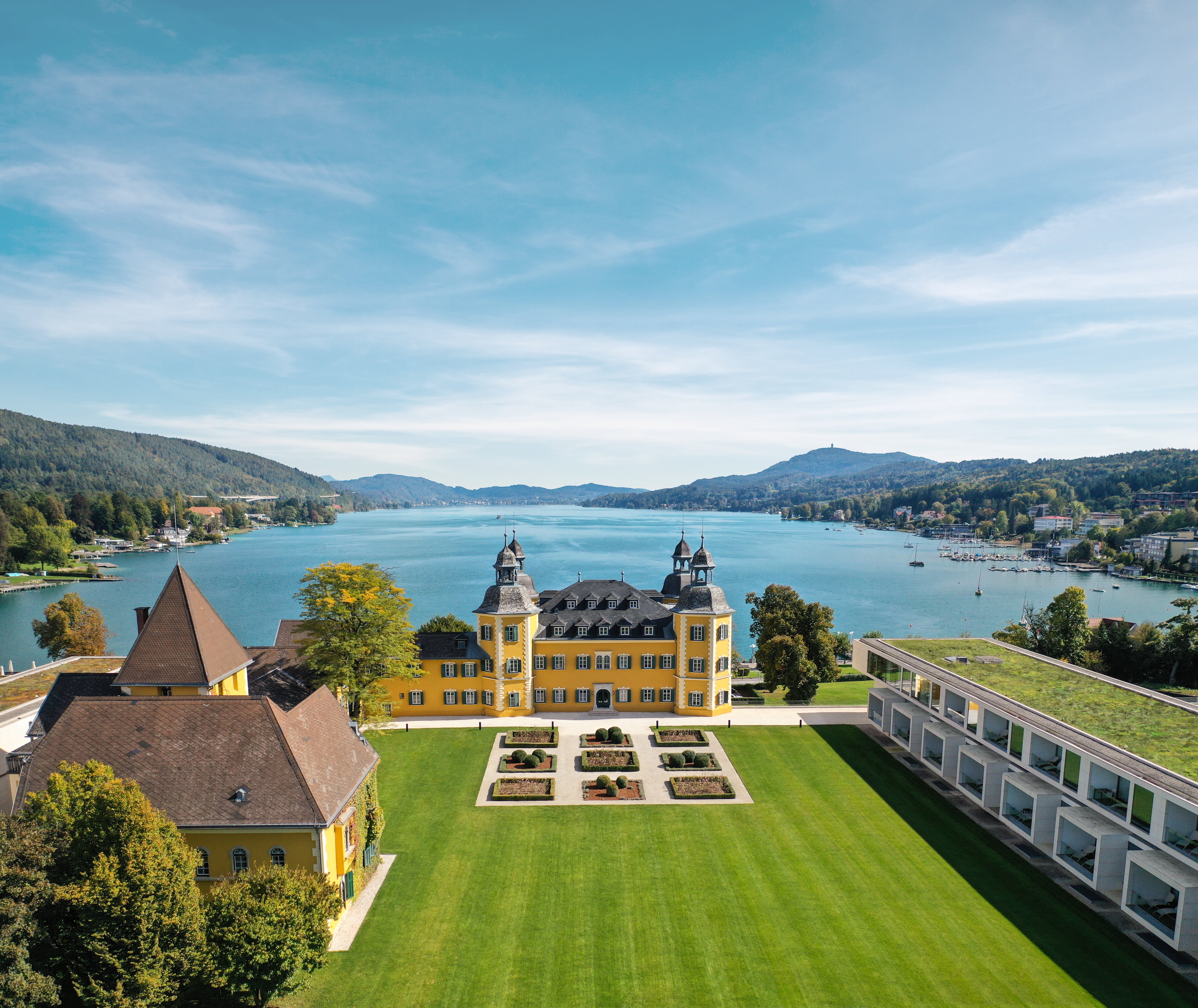 Falkensteiner Schlosshotel Velden offers views of 10-mile-long Lake Wörth