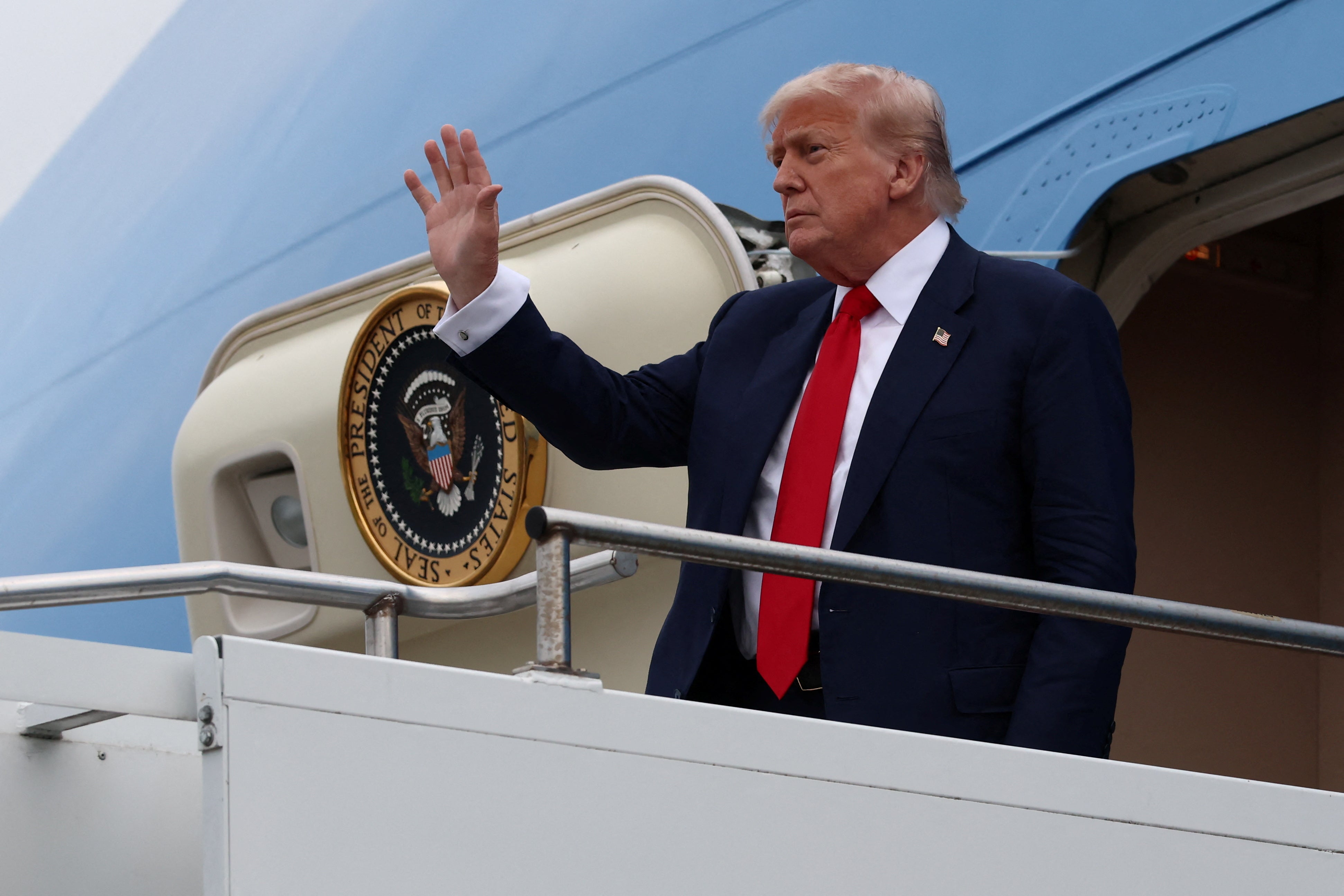 US president Donald Trump lands in Scotland on Friday evening