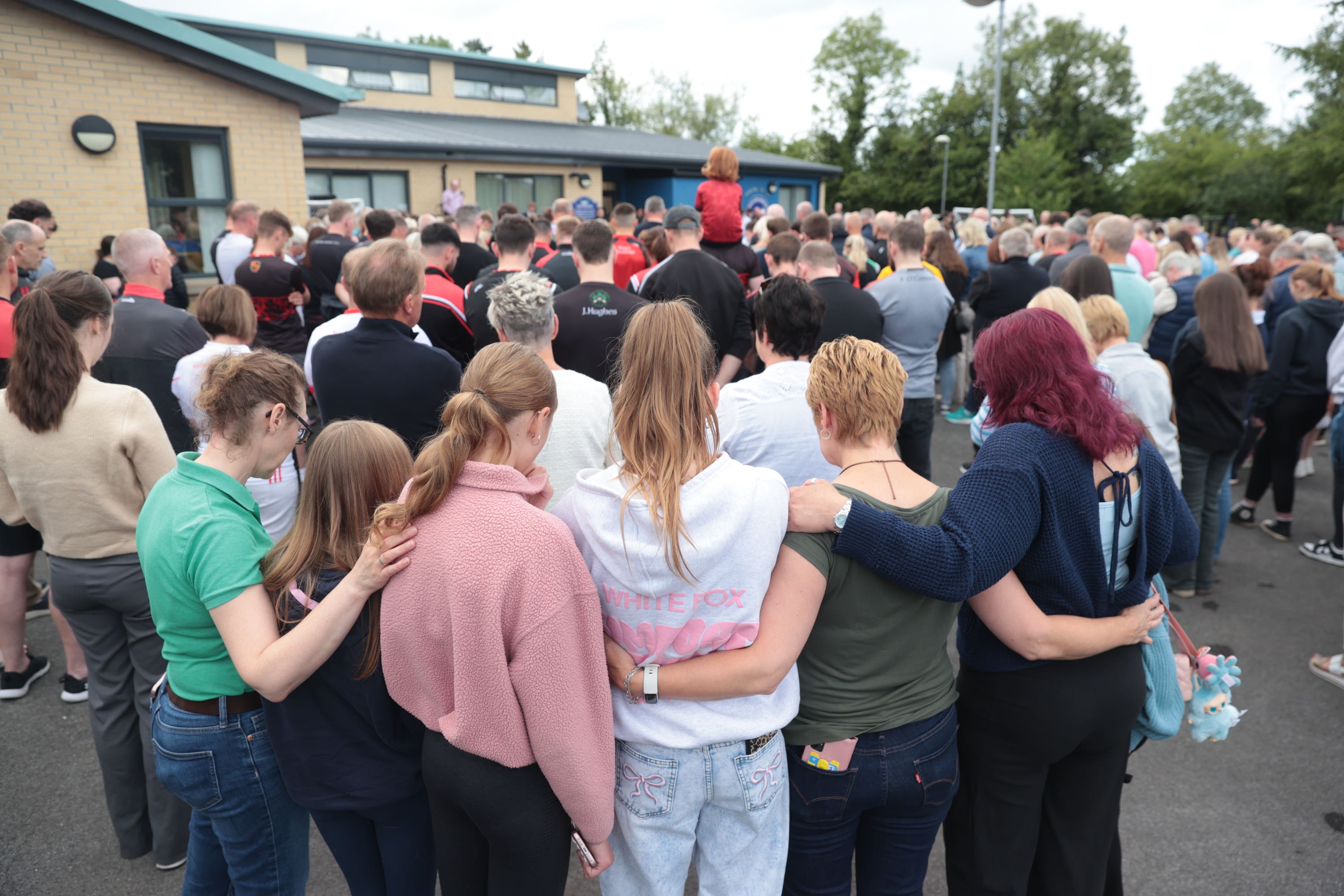 People have attended a vigil for Vanessa Whyte, 45, and her children, James, 14, and Sara, 13 (Liam McBurney/PA)