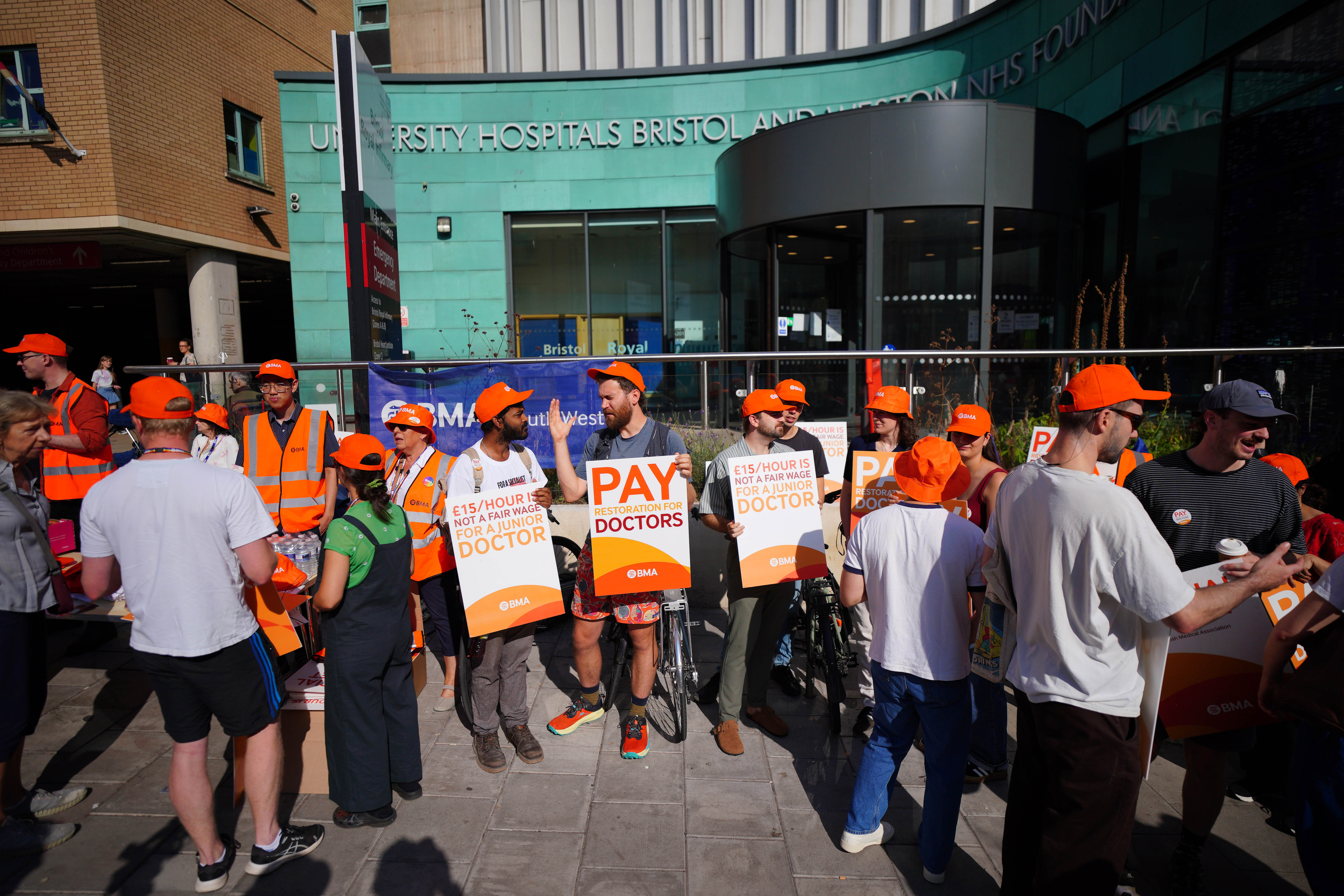 NHS resident doctors outside Bristol Royal Infirmary