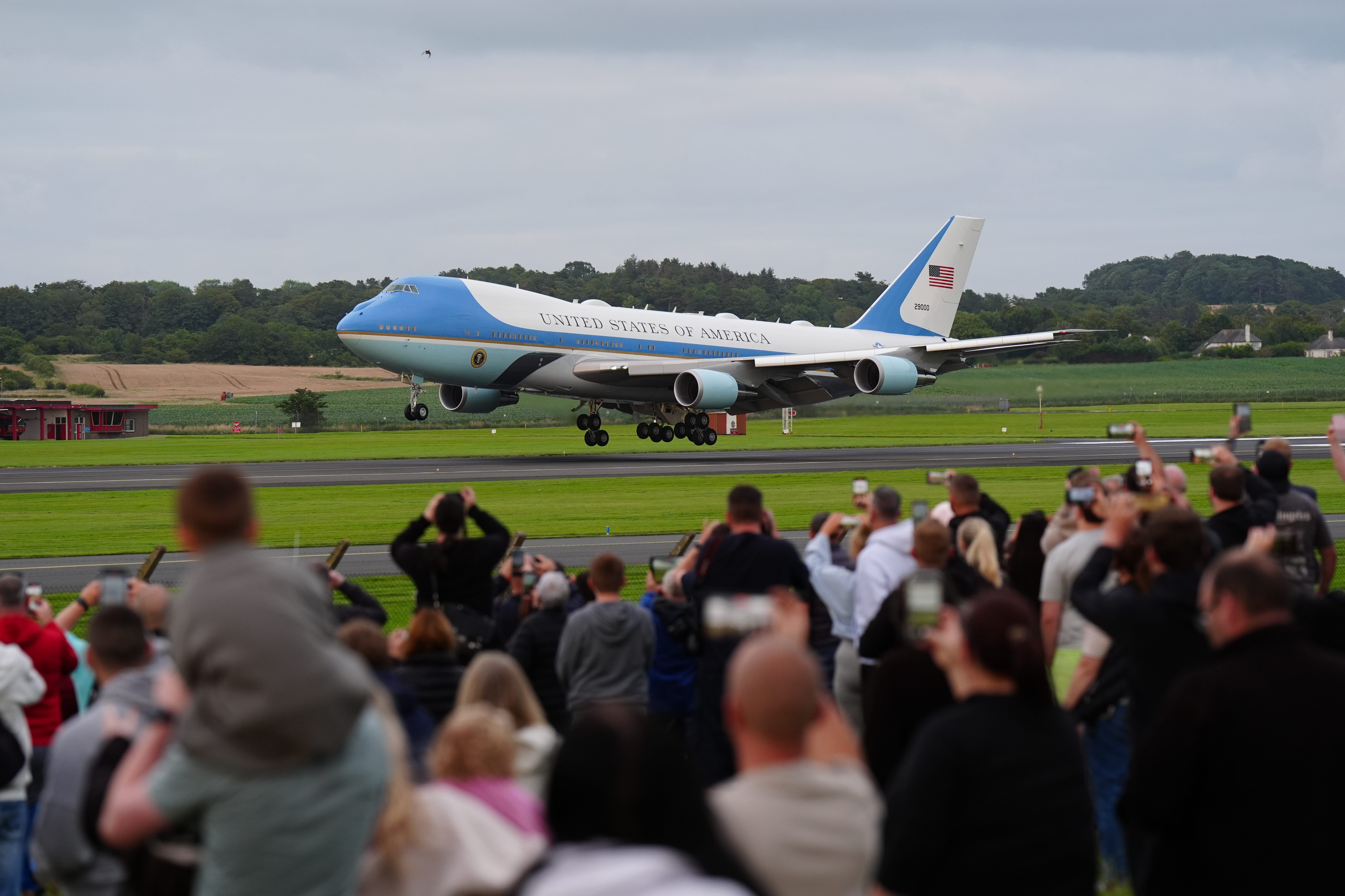 President Trump landed in Scotland on Friday (Jane Barlow/PA)