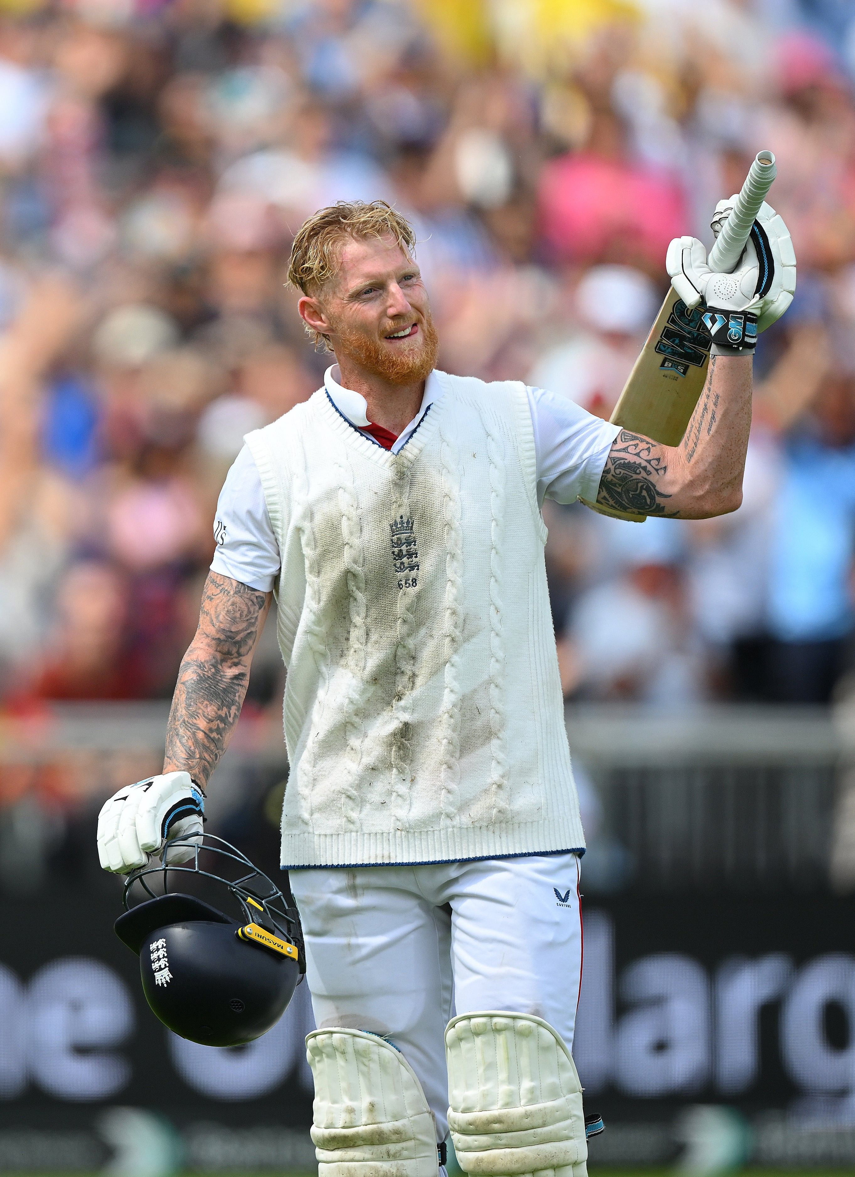 Ben Stokes of England walks off after being dismissed for 141 runs