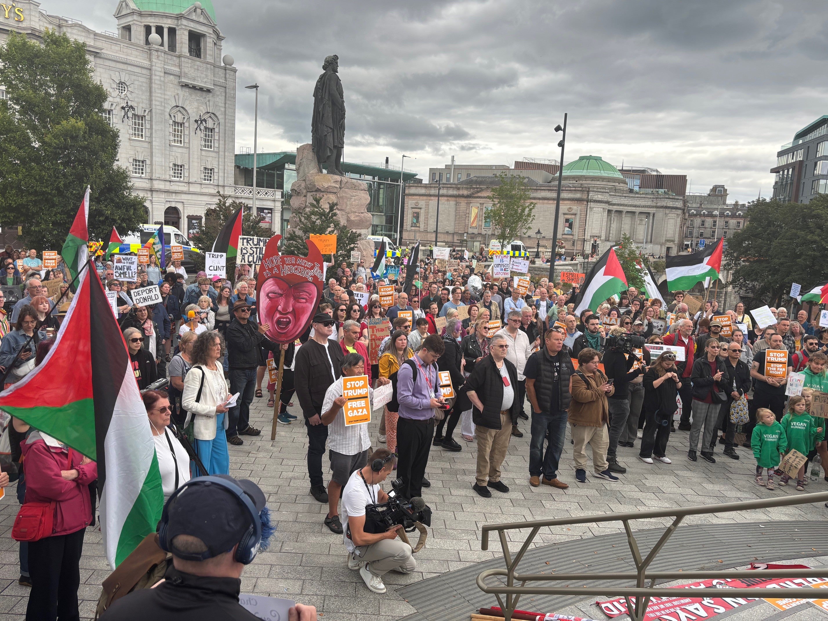 Many also brought Palestinian flags to show support for Gaza