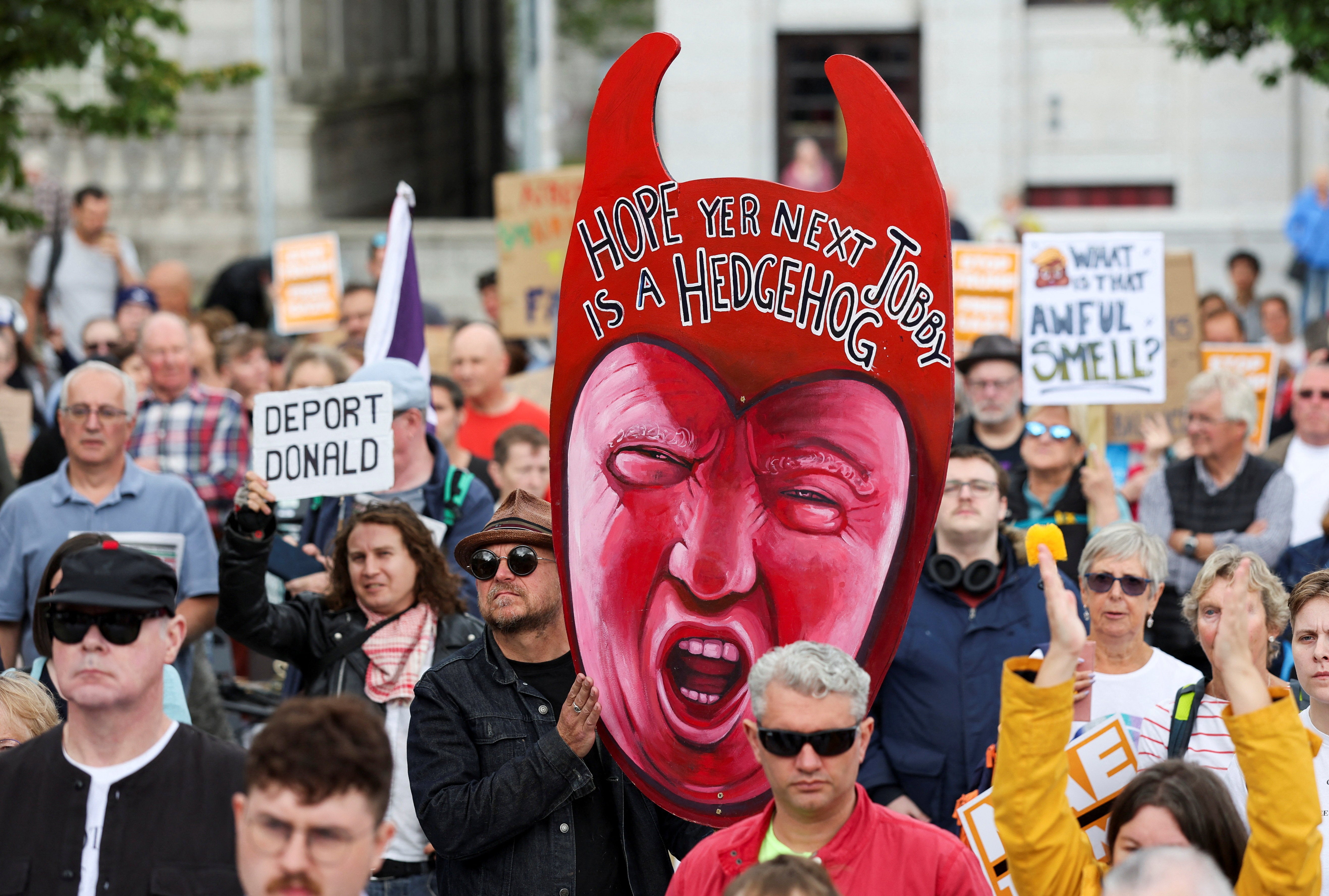 A rally organised by the campaign group Stop Trump Coalition, Aberdeen, Scotland, Saturday July 26