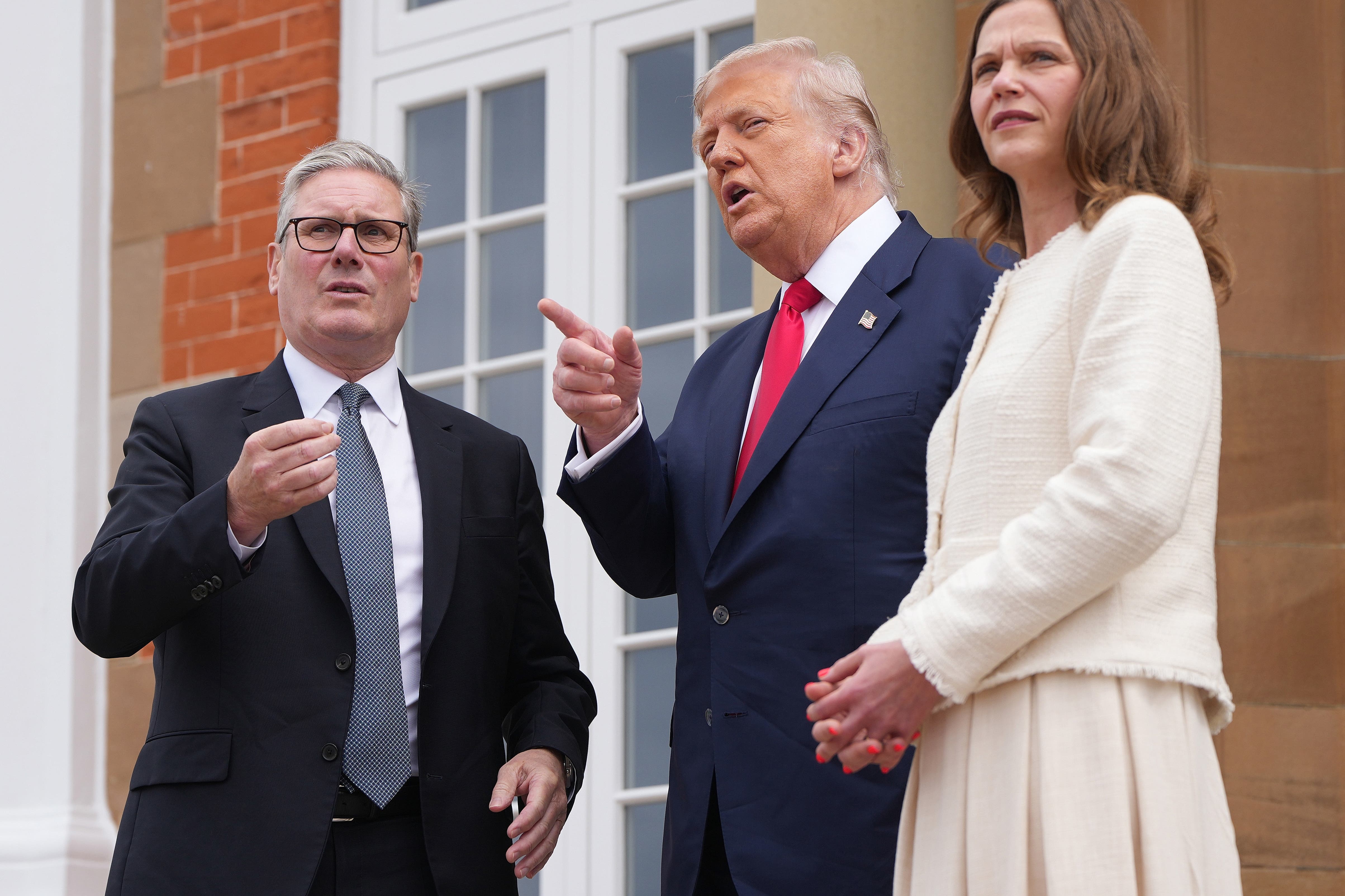 Prime Minister Sir Keir Starmer (left) and his wife Lady Victoria Starmer are greeted by US President Donald Trump at his Trump Turnberry golf course in South Ayrshire, during his five-day private trip to the country. Picture date: Monday July 28, 2025.
