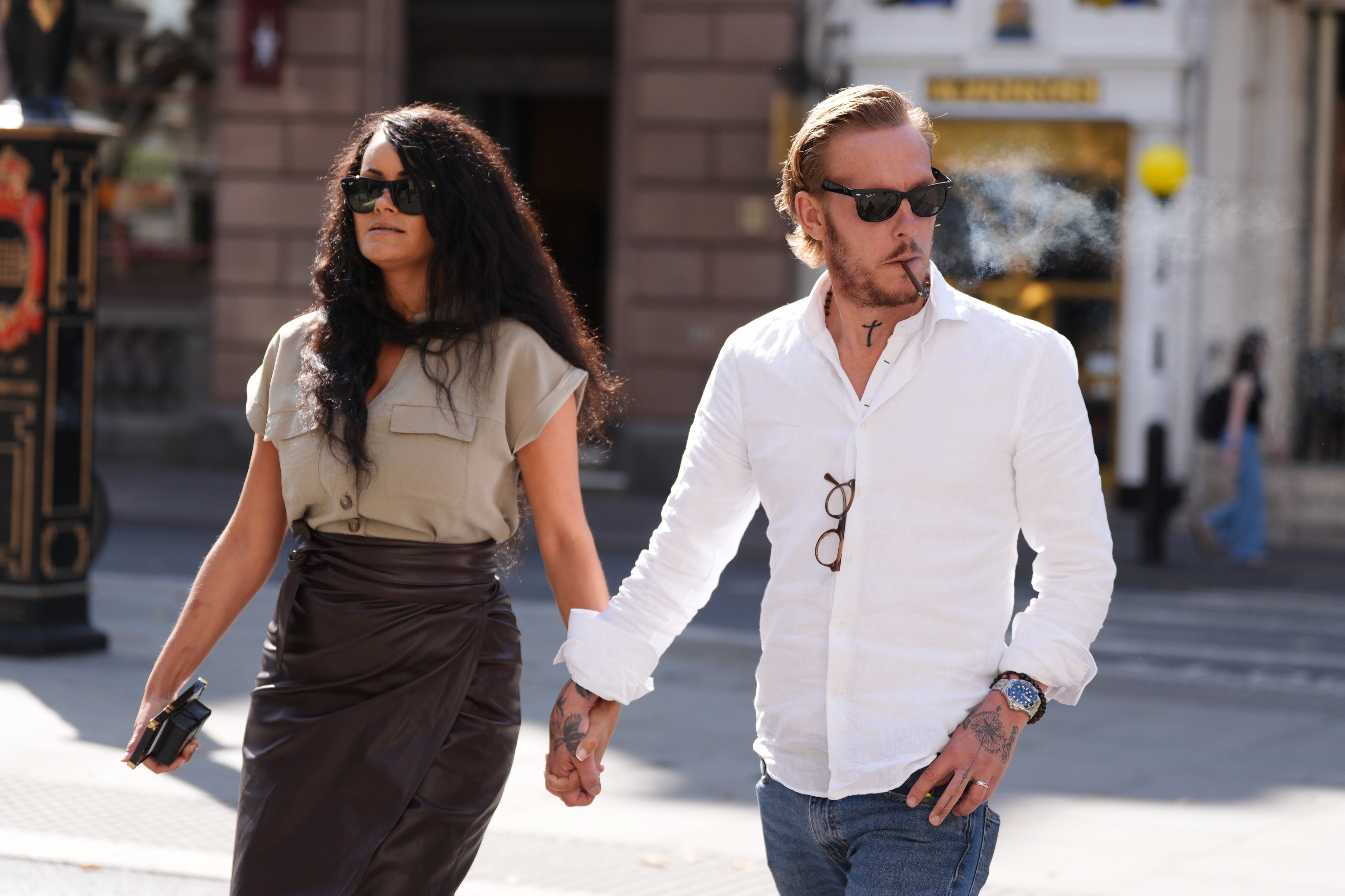 Laurence Fox and his partner Elizabeth Barker attended Monday’s hearing (Ben Whitley/PA)