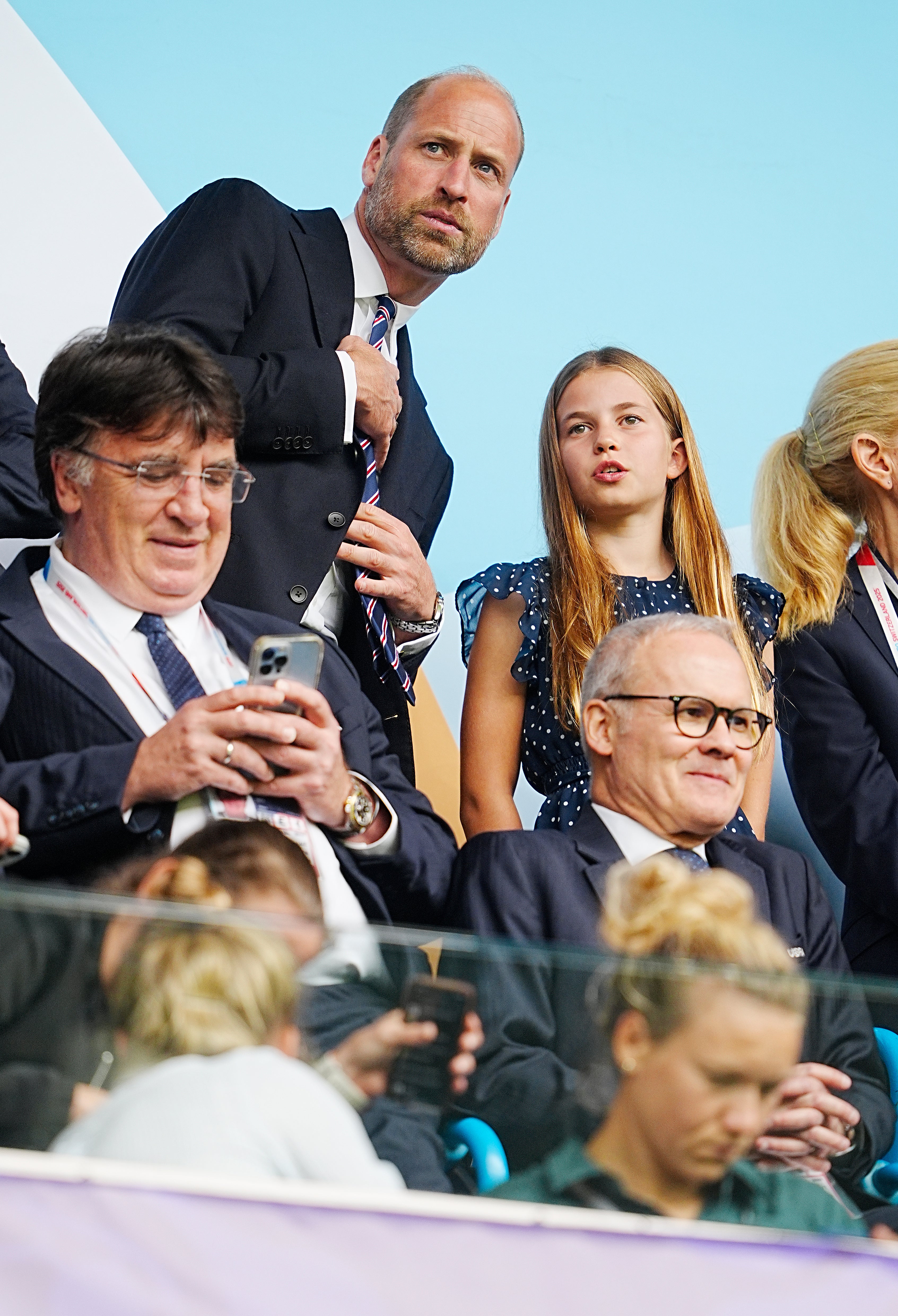 The Prince of Wales and Princess Charlotte in the stands during the final