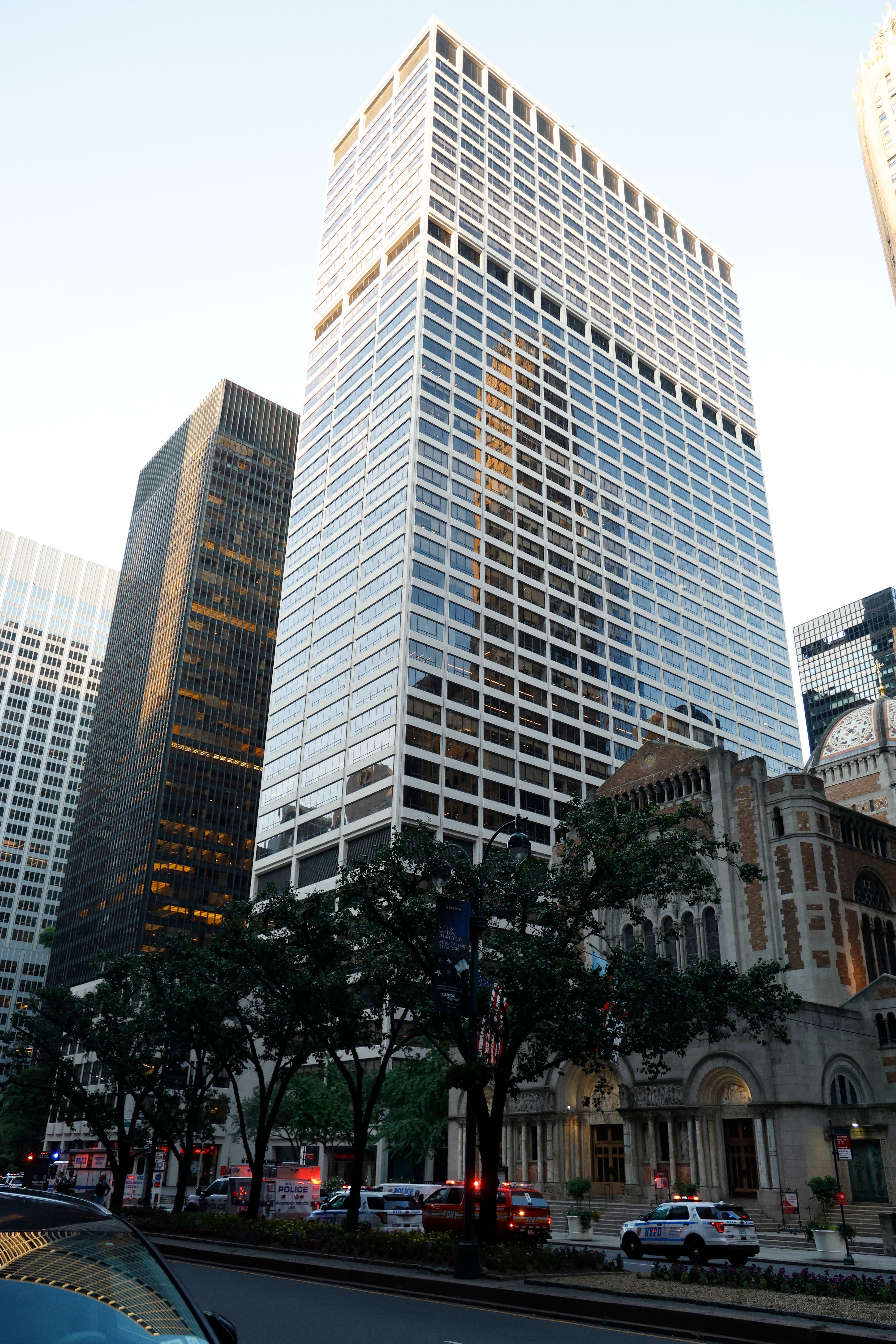 The shooting occurred at a Manhattan tower home to offices of the NFL and financial firms KPMG and Blackstone