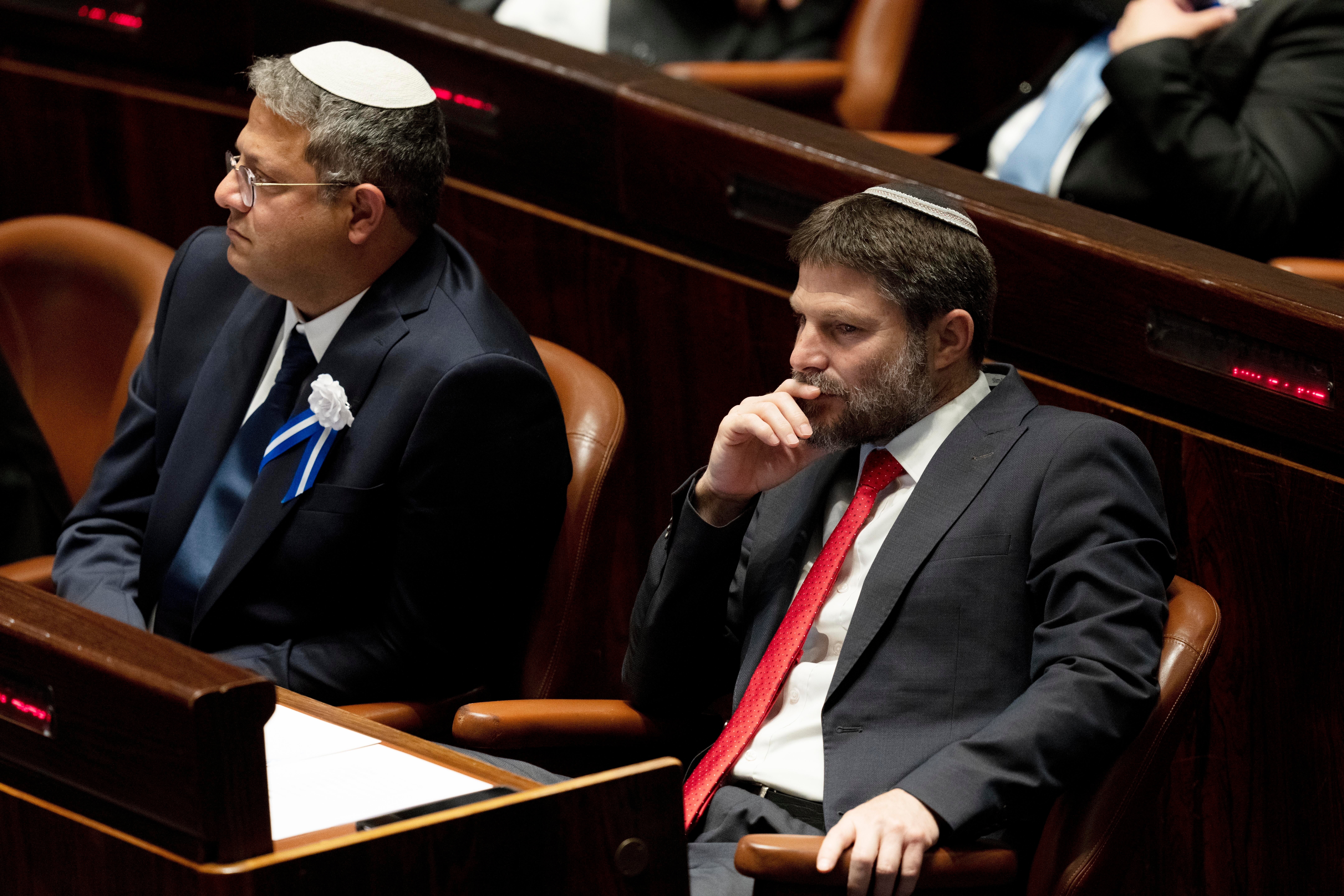 Ben Gvir, left, and Smotrich have been pushing Netanyahu to expand military operations in Gaza
