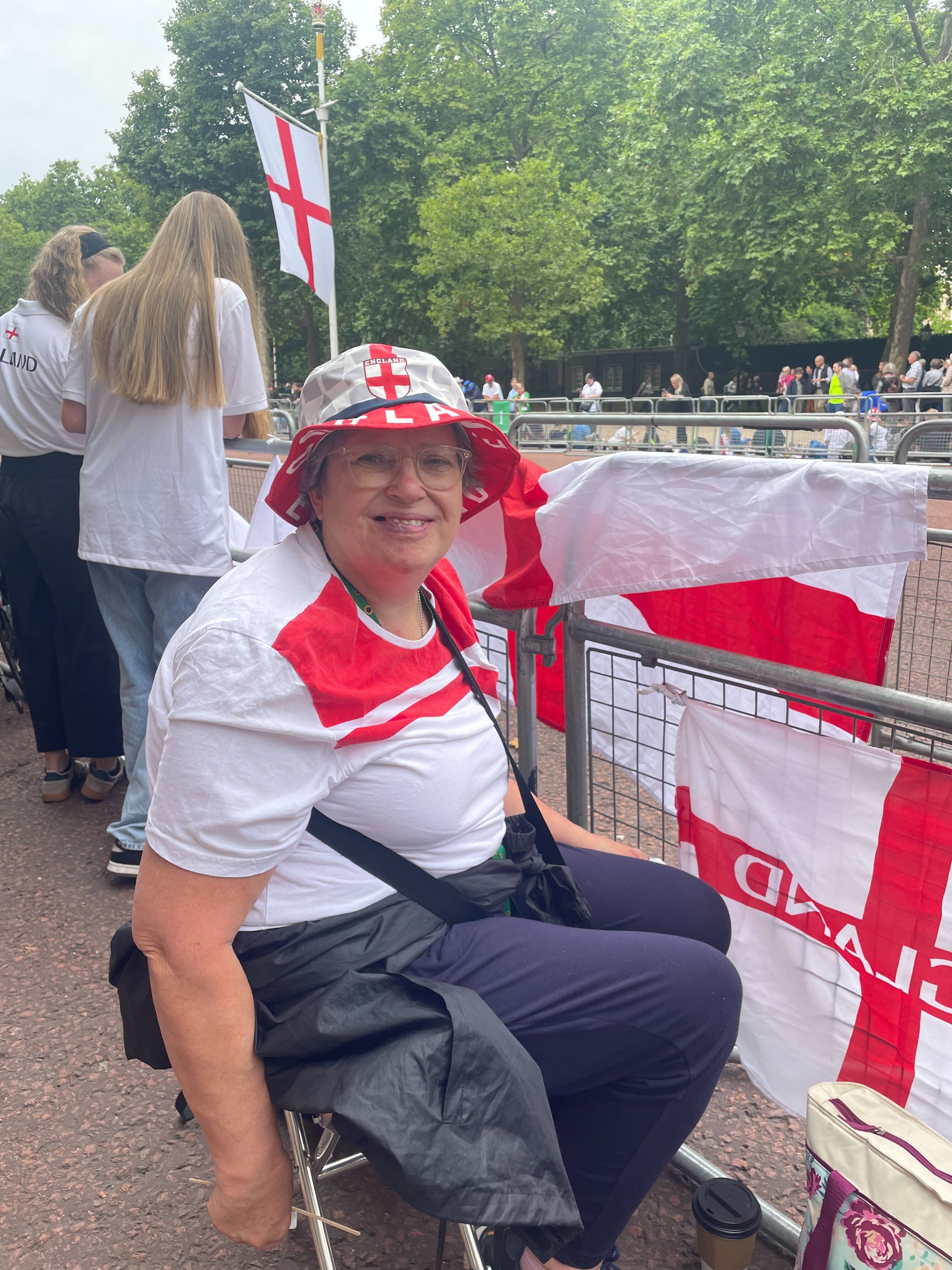 Wendy Buckingham, 64, travelled from Romford early in the morning to bag a spot at the fence