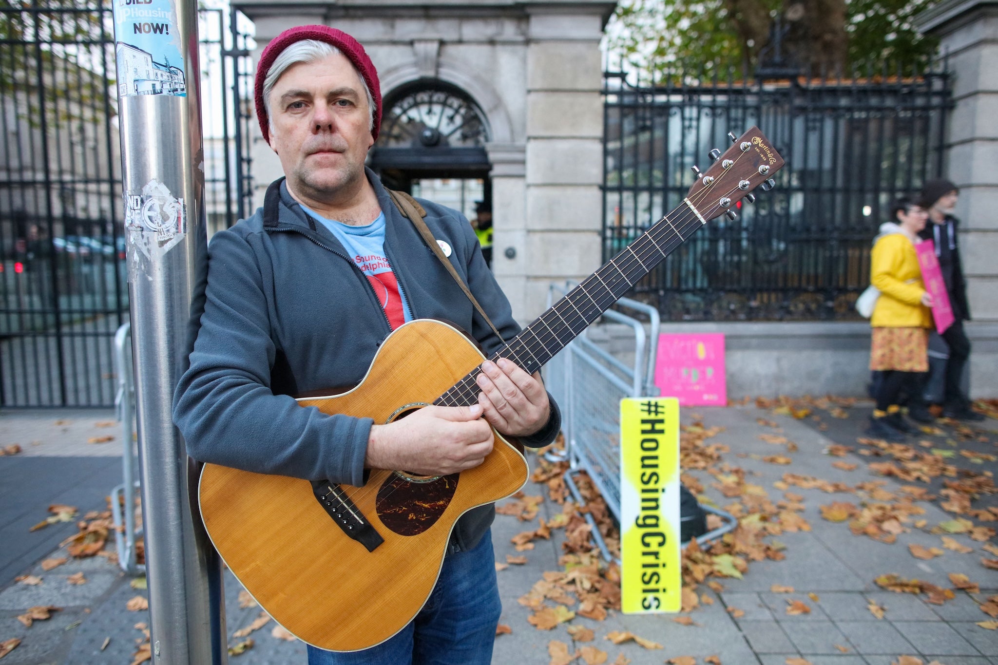 Martin Leahy has performed his protest song at the gates of Dáil Éireann every week for the past three years