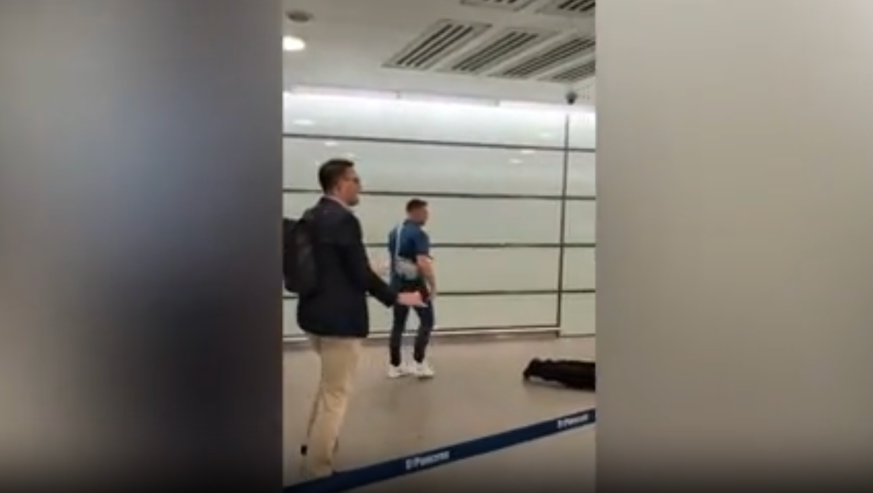 Footage on social media appears to show Tommy Robinson walking away from a man in St Pancras Station