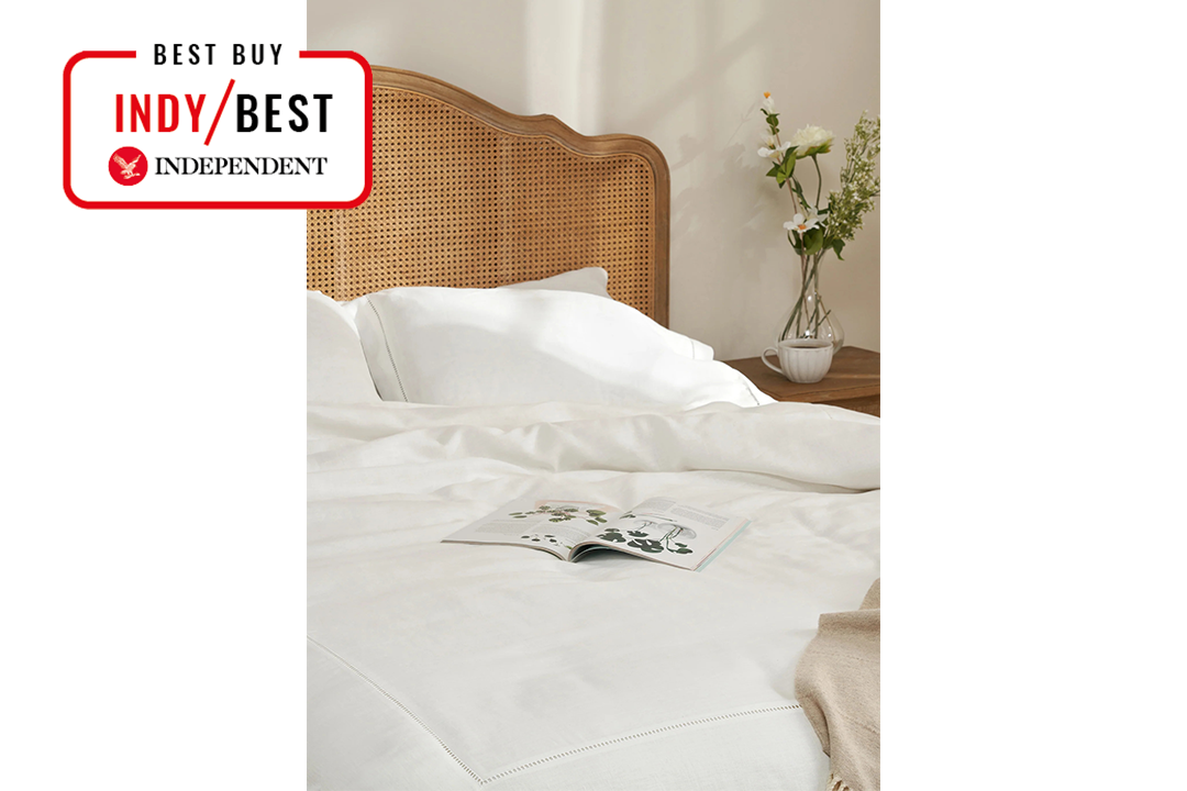 Best linen bedsheets IndyBest review Truly white 100 per cent linen ladder stitch duvet cover
