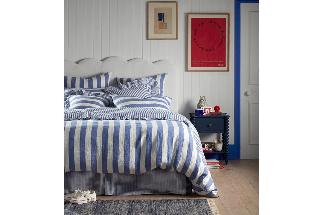 Best linen bedding sets IndyBest review Secret Linen Company cobalt Cora stripe 100 per cent linen bed linen