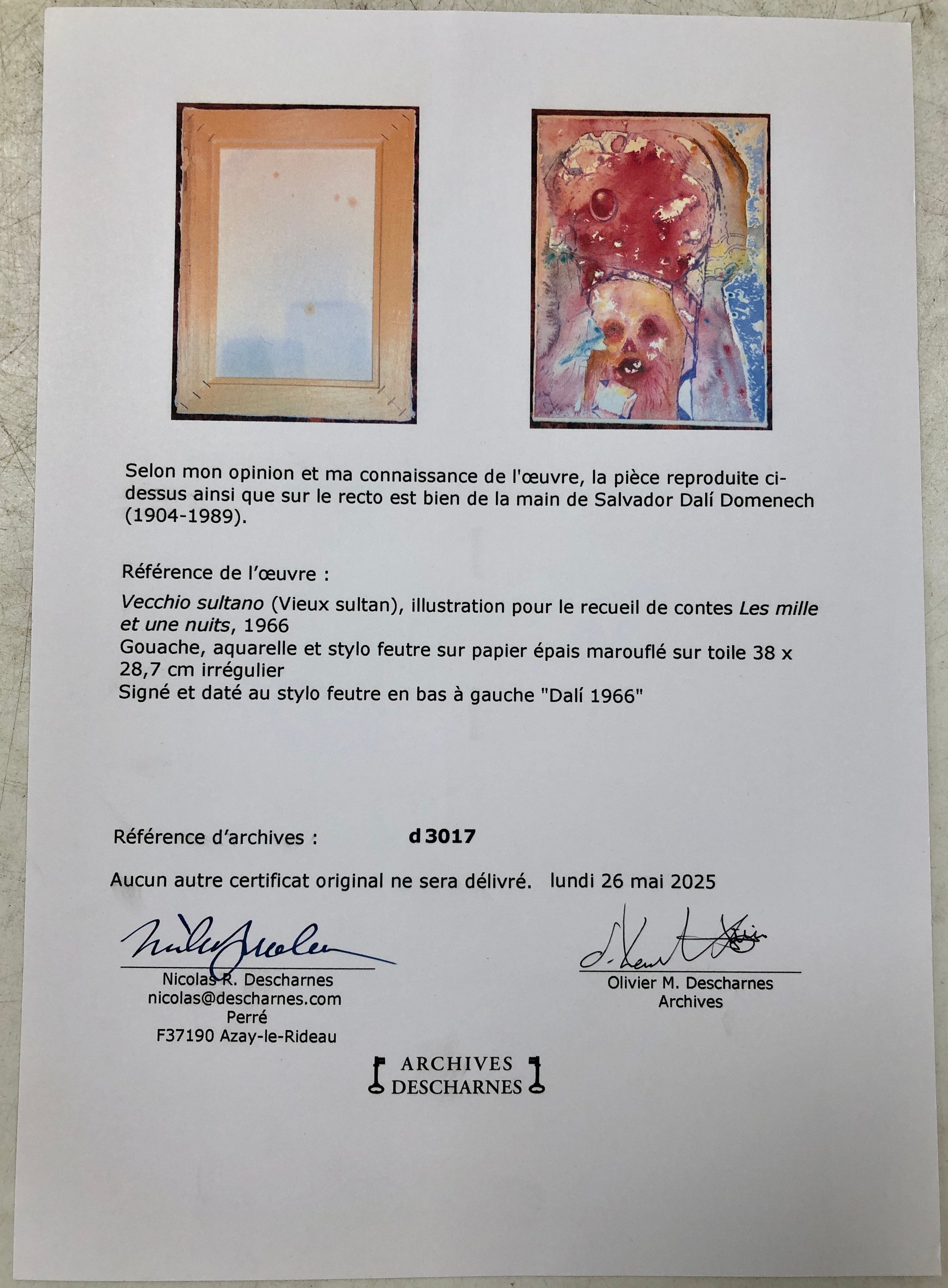 The painting has been certified as authentic by Dalí expert Nicolas Descharnes