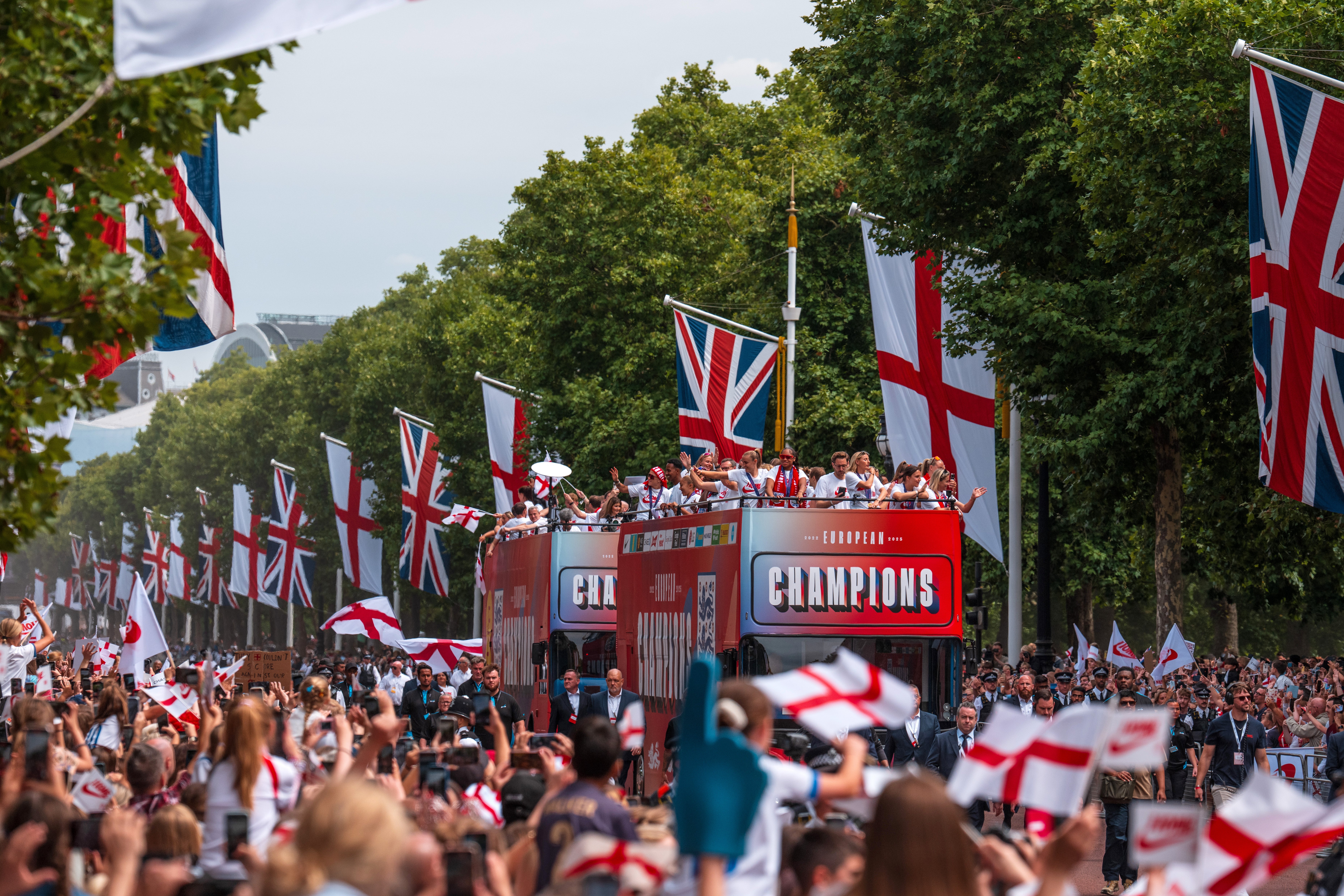 Thousands lined the streets to welcome home the victorious Lionesses in July