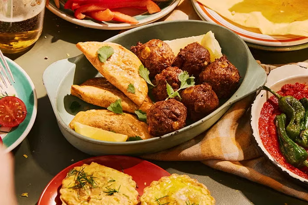 You can also enjoy sun-drenched tomatoes , stuffed vine leaves and garlic and chilli king prawns for just £8