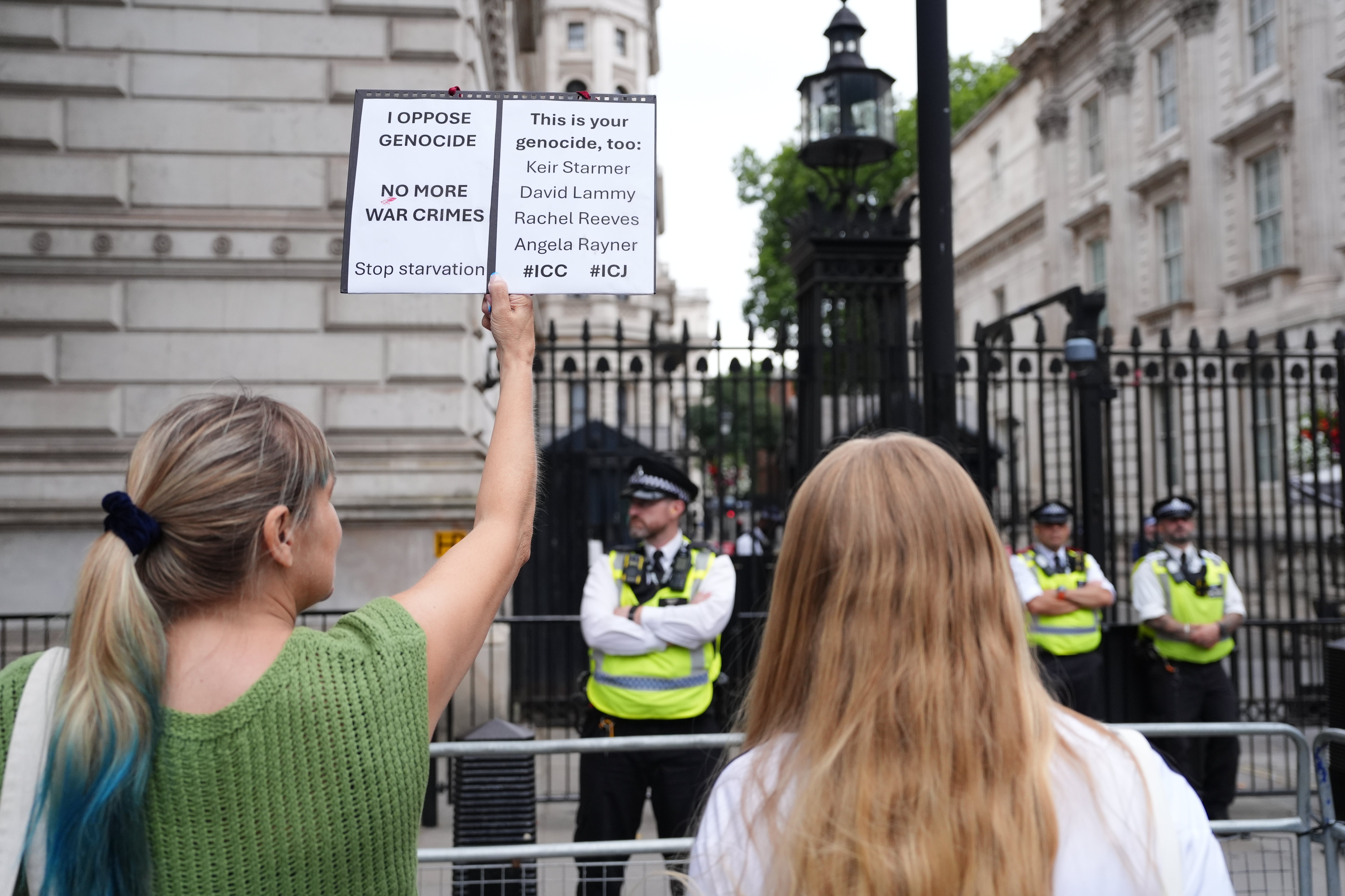Protesters outside Downing Street